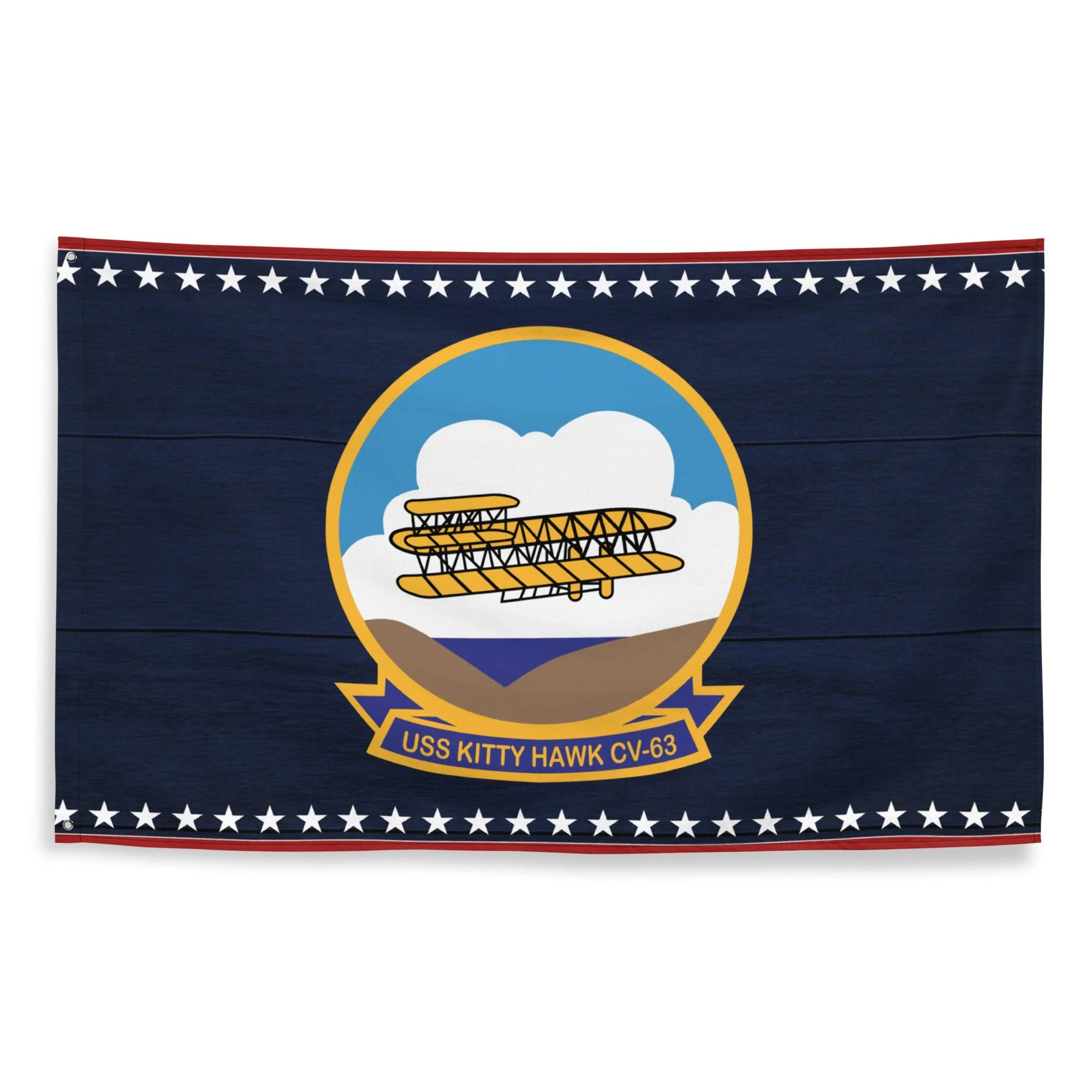 Patriotic USS Kitty Hawk (CV-63) Ship's Crest Emblem Wall Flag - Image 4