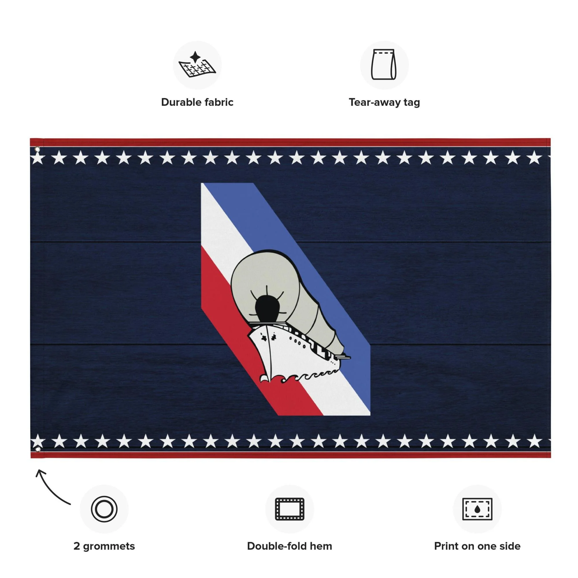 Patriotic USS Langley (CV-1) Ship's Crest Emblem Wall Flag - Image 2