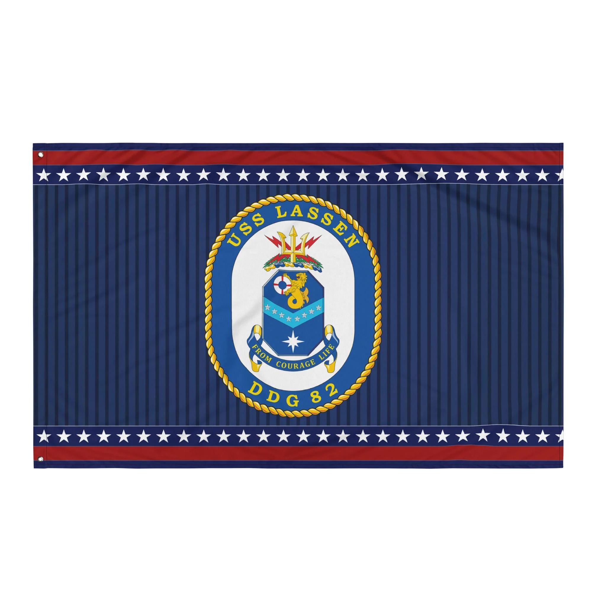 Patriotic USS Lassen (DDG-82) Ship's Crest Wall Flag