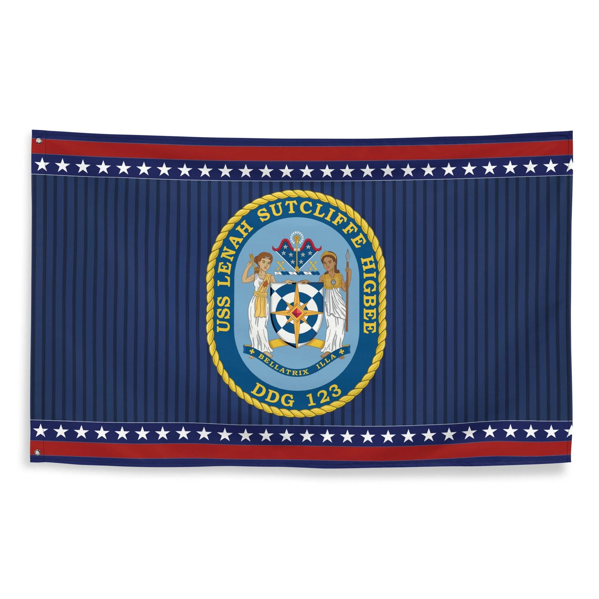 Patriotic USS Lenah Sutcliffe Higbee (DDG-123) Ship's Crest Wall Flag - Image 4