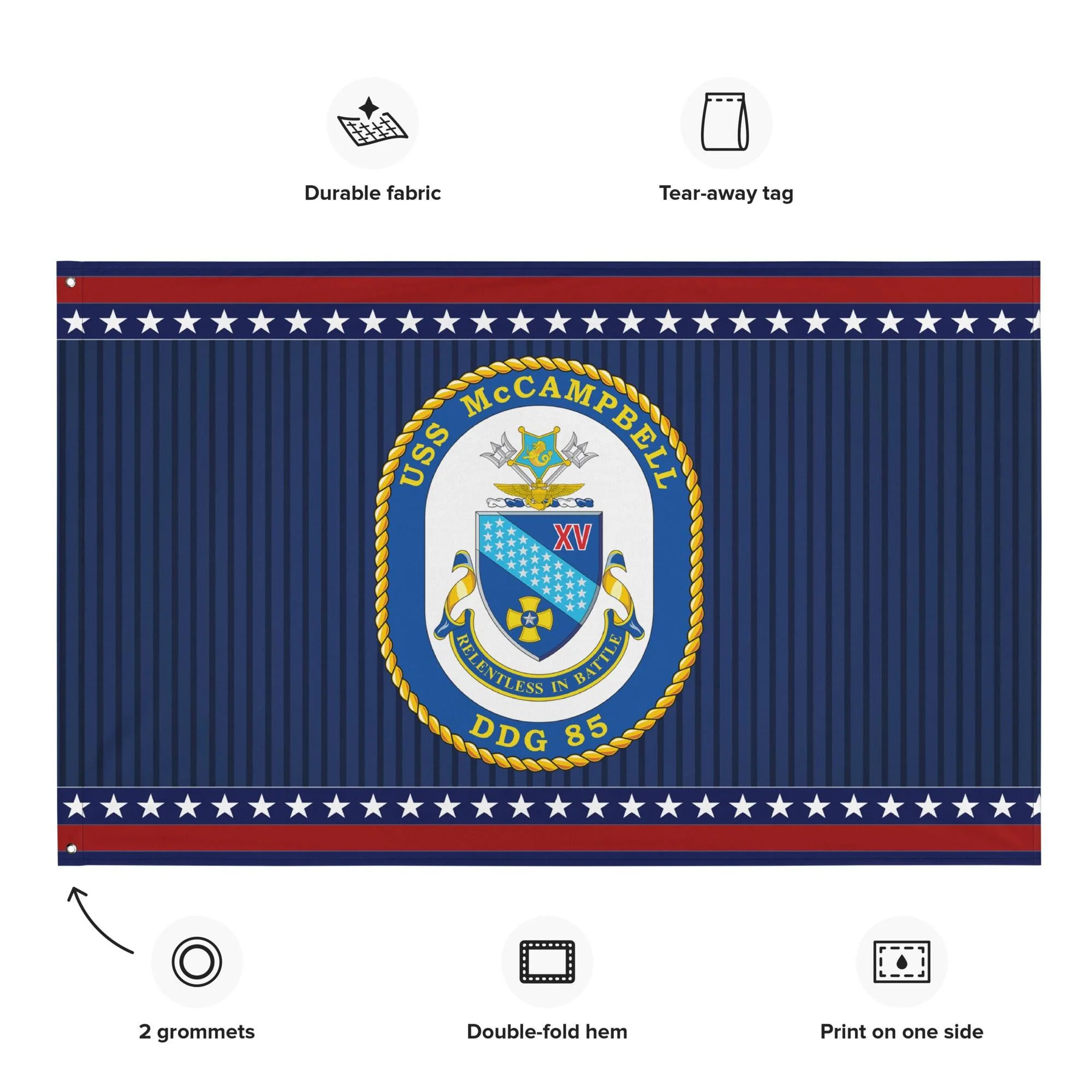 Patriotic USS McCampbell (DDG-85) Ship's Crest Wall Flag - Image 2