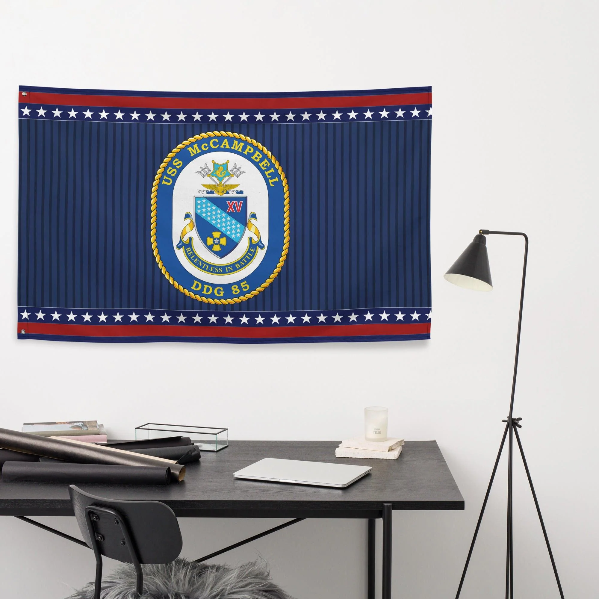 Patriotic USS McCampbell (DDG-85) Ship's Crest Wall Flag - Image 3