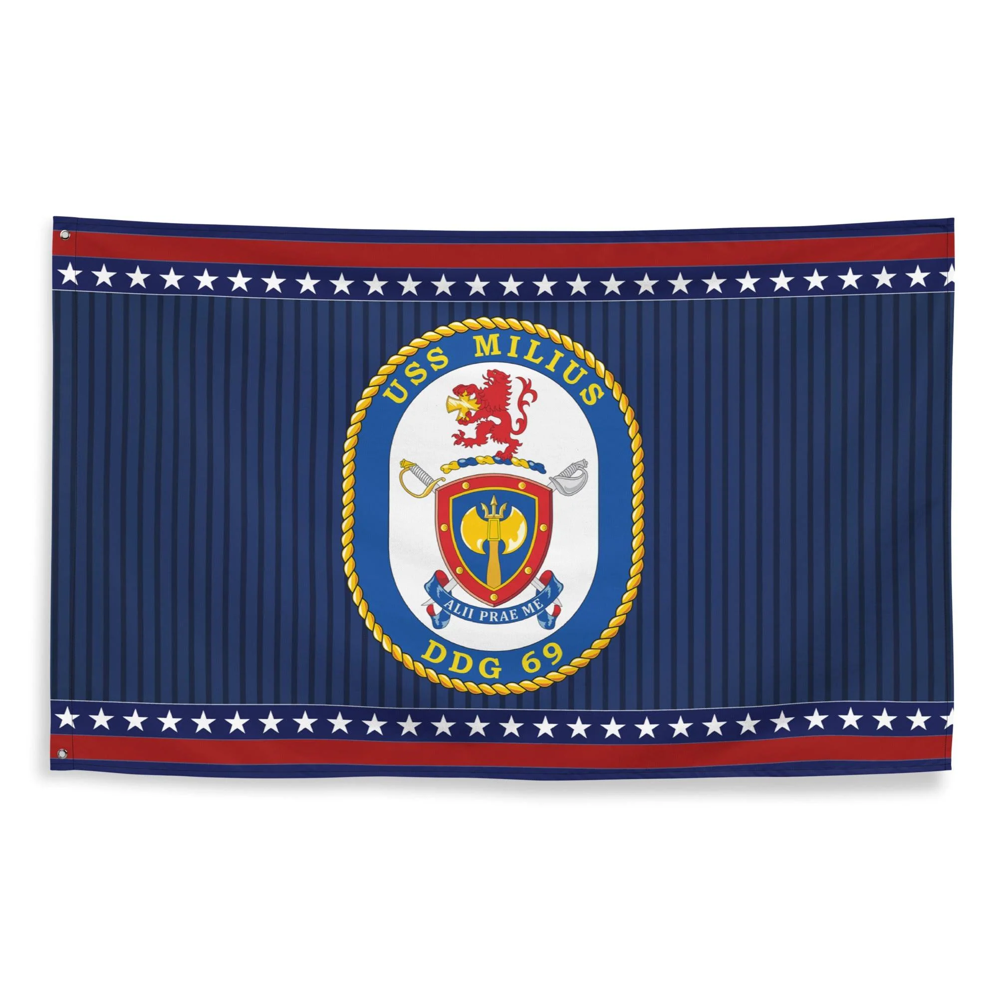 Patriotic USS Milius (DDG-69) Ship's Crest Wall Flag - Image 4