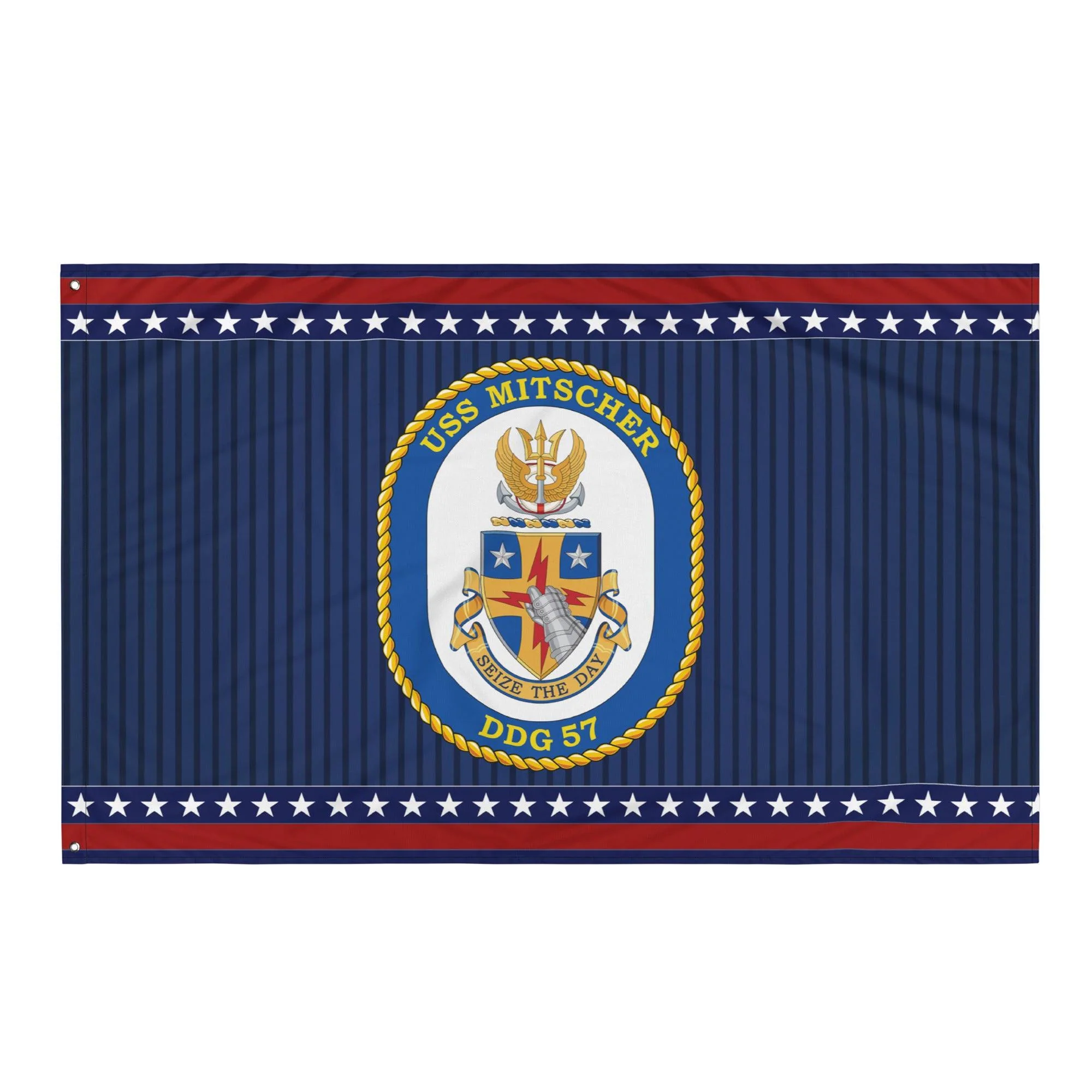 Patriotic USS Mitscher (DDG-57) Ship's Crest Wall Flag