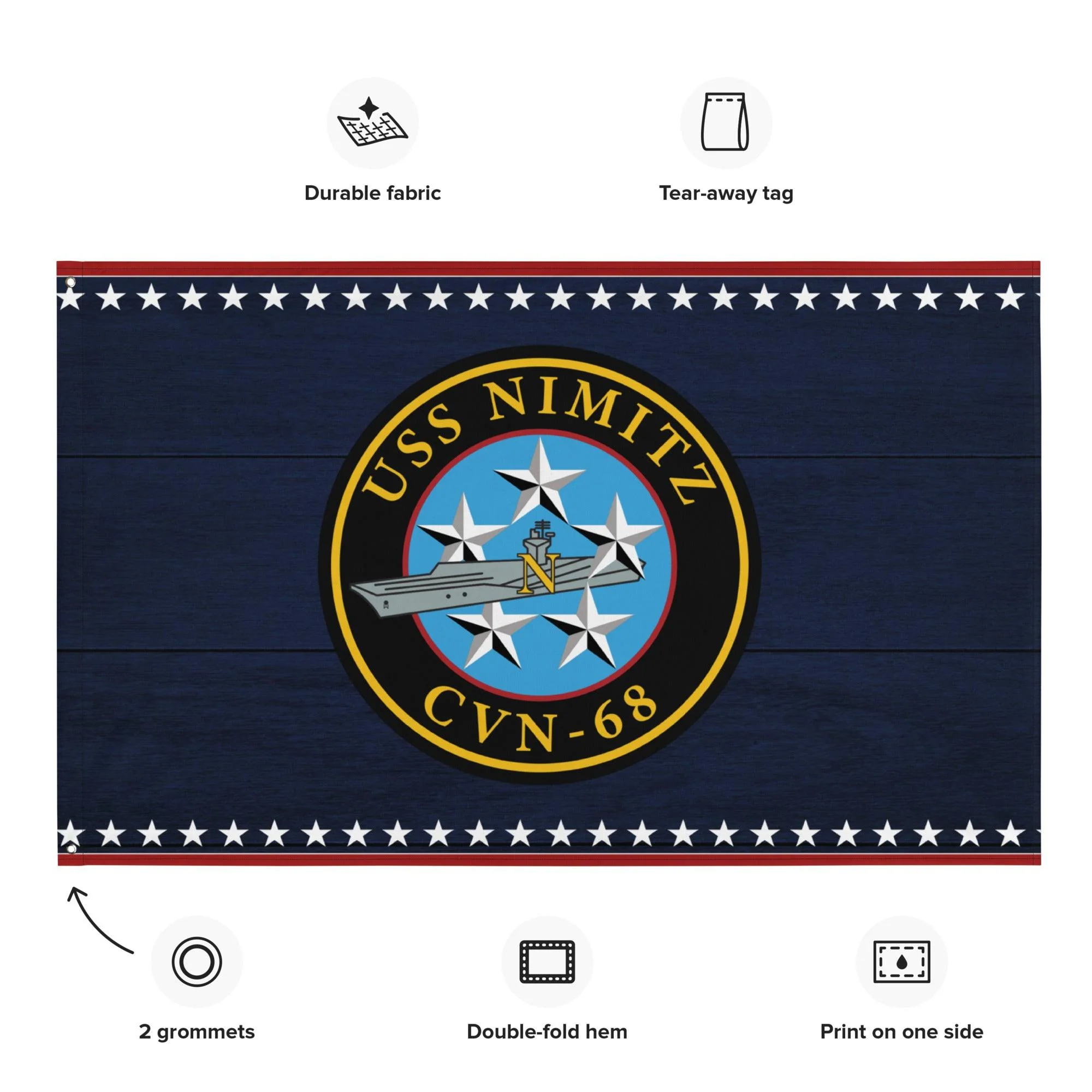 Patriotic USS Nimitz (CVN-68) Aircraft Carrier Flag - Image 2