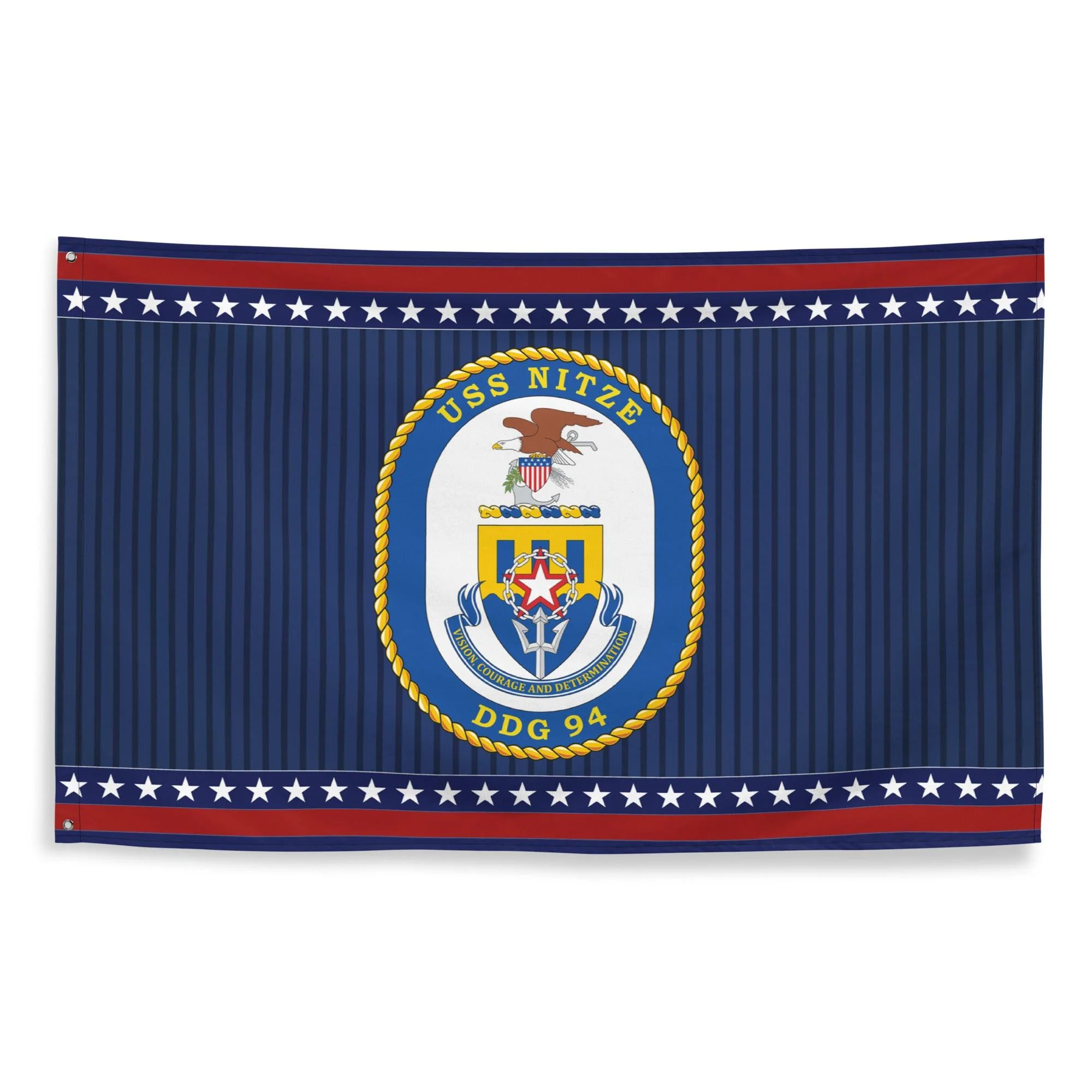 Patriotic USS Nitze (DDG-94) Ship's Crest Wall Flag - Image 4