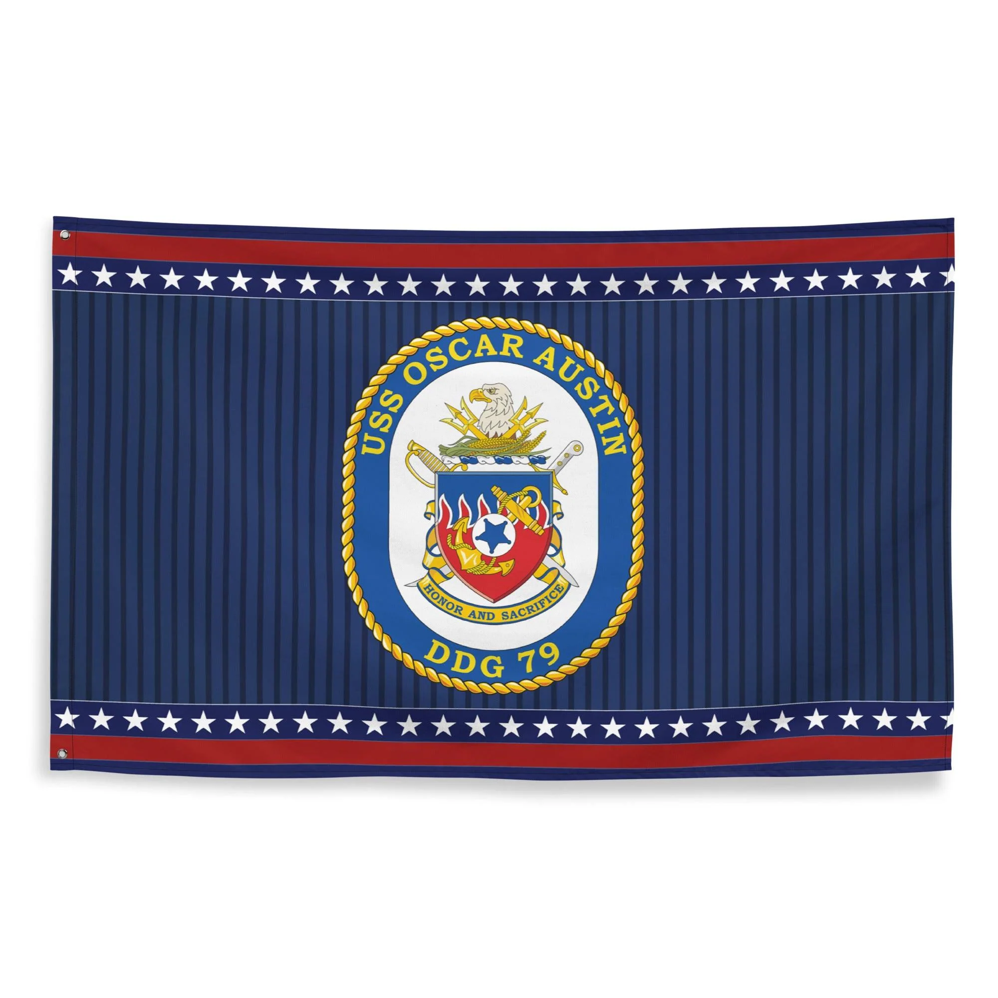 Patriotic USS Oscar Austin (DDG-79) Ship's Crest Wall Flag - Image 4