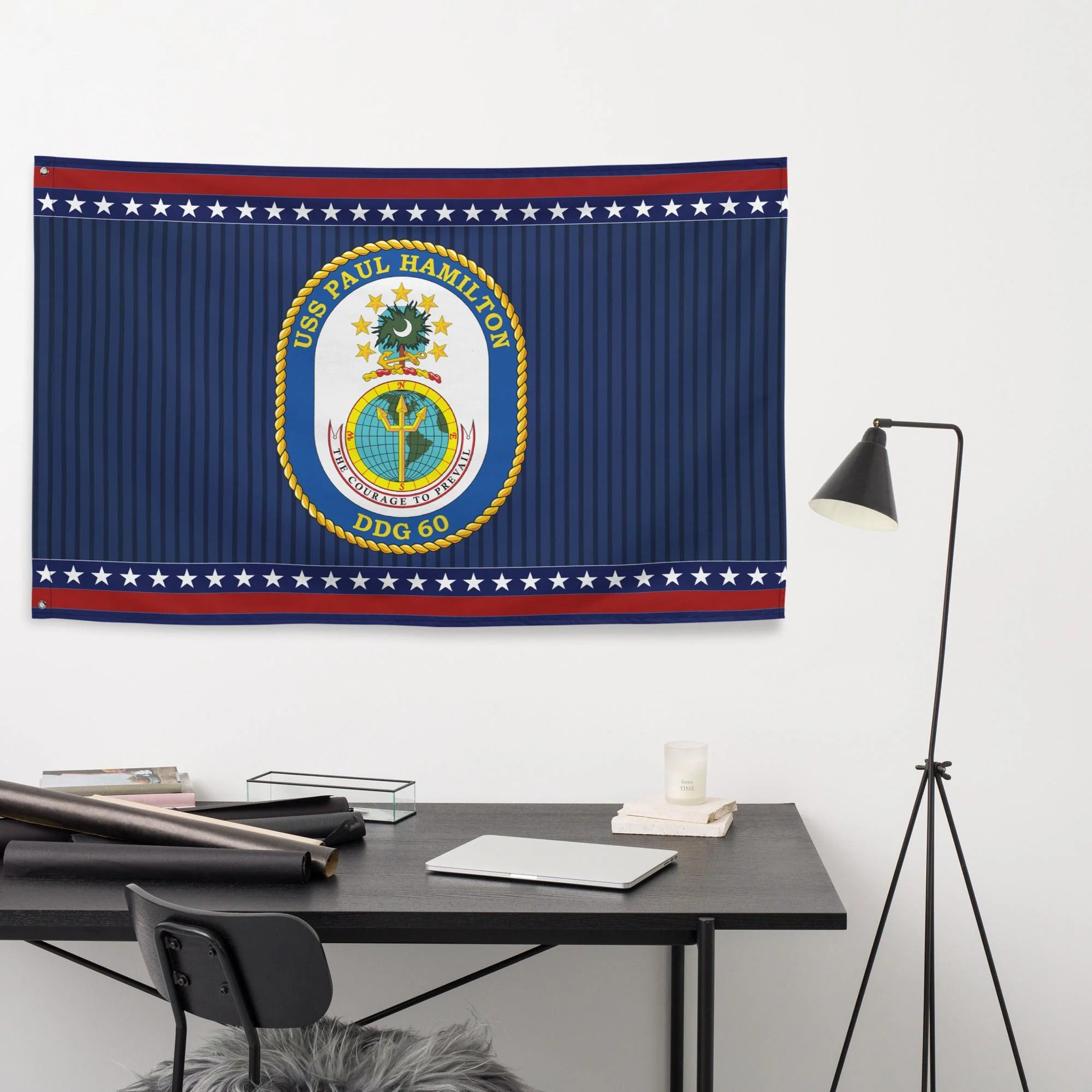 Patriotic USS Paul Hamilton (DDG-60) Ship's Crest Wall Flag - Image 3