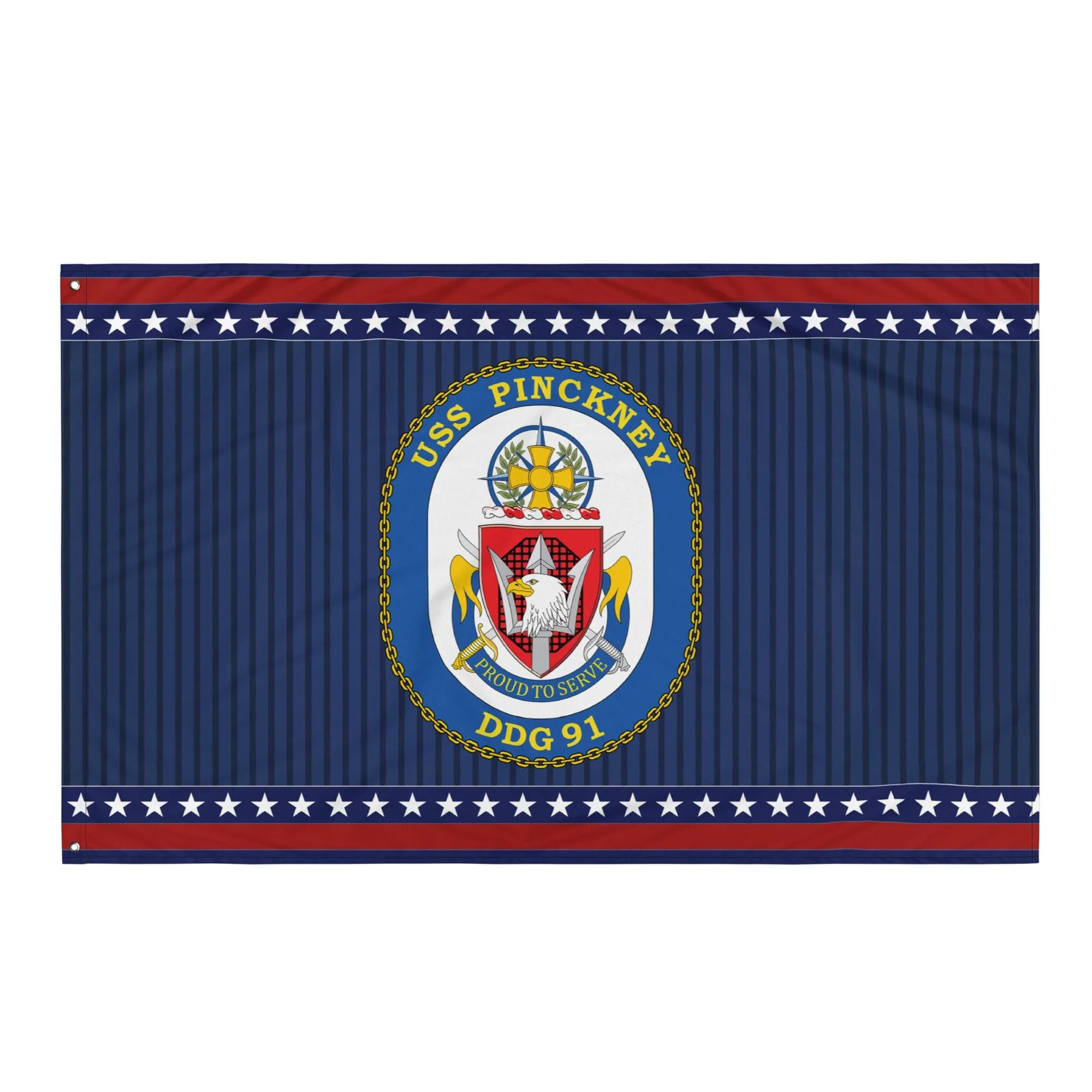 Patriotic USS Pinckney (DDG-91) Ship's Crest Wall Flag