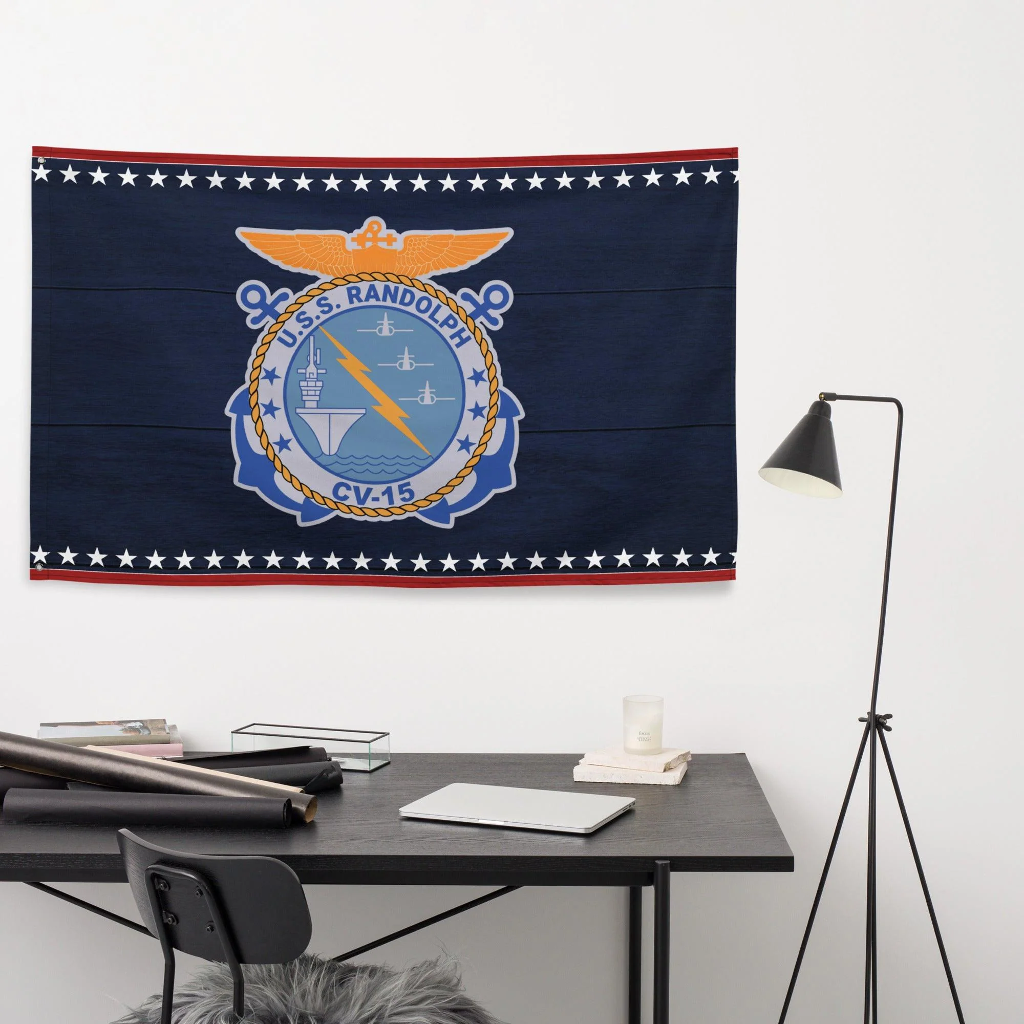 Patriotic USS Randolph (CV-15) Aircraft Carrier Flag - Image 3
