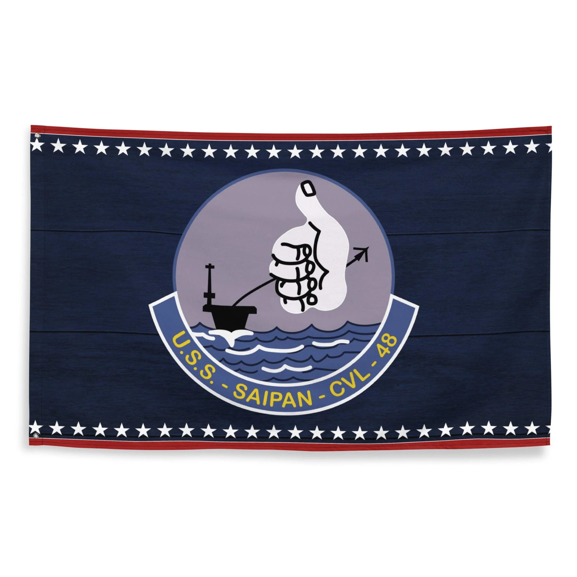 Patriotic USS Saipan (CVL-48) Aircraft Carrier Flag - Image 4