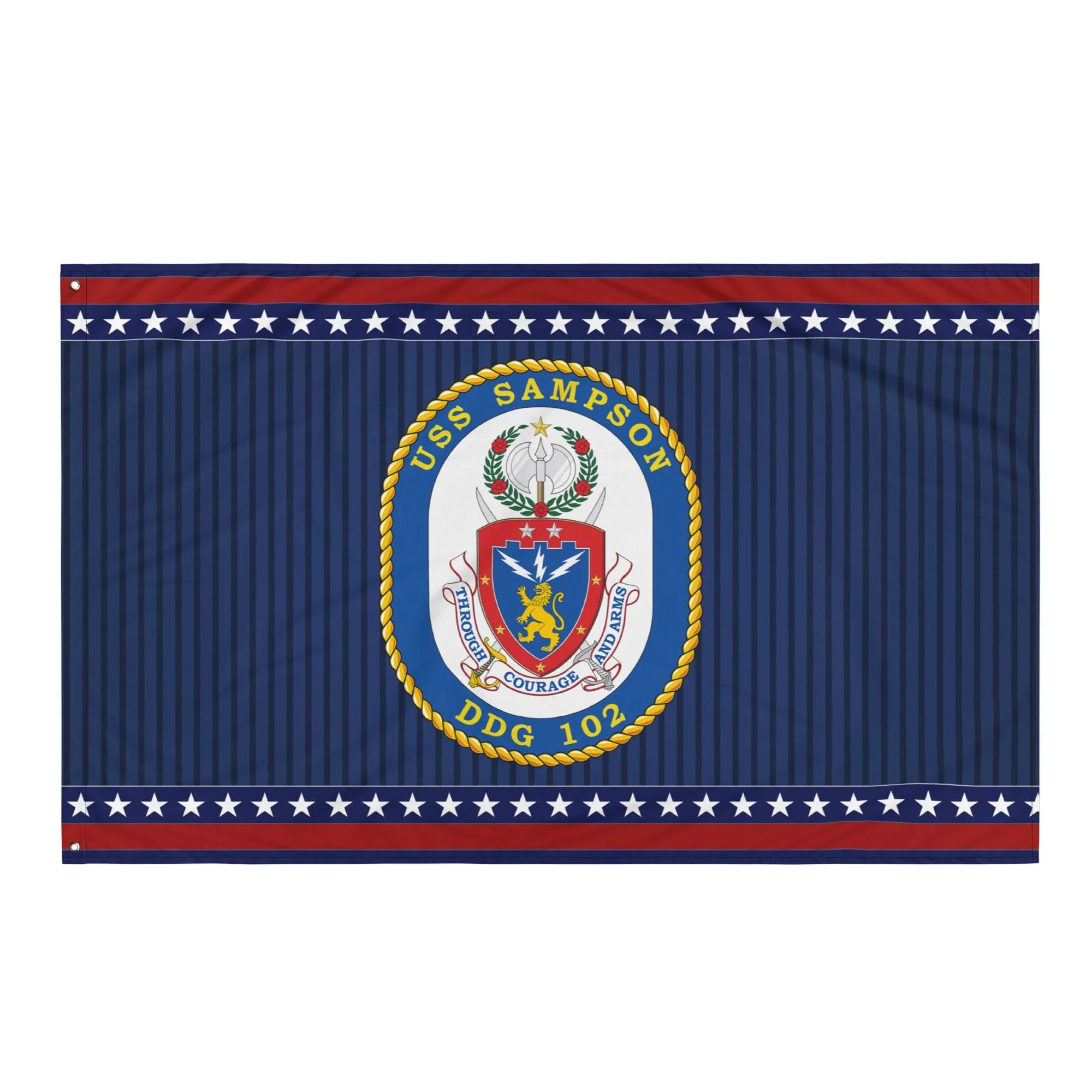 Patriotic USS Sampson (DDG-102) Ship's Crest Wall Flag