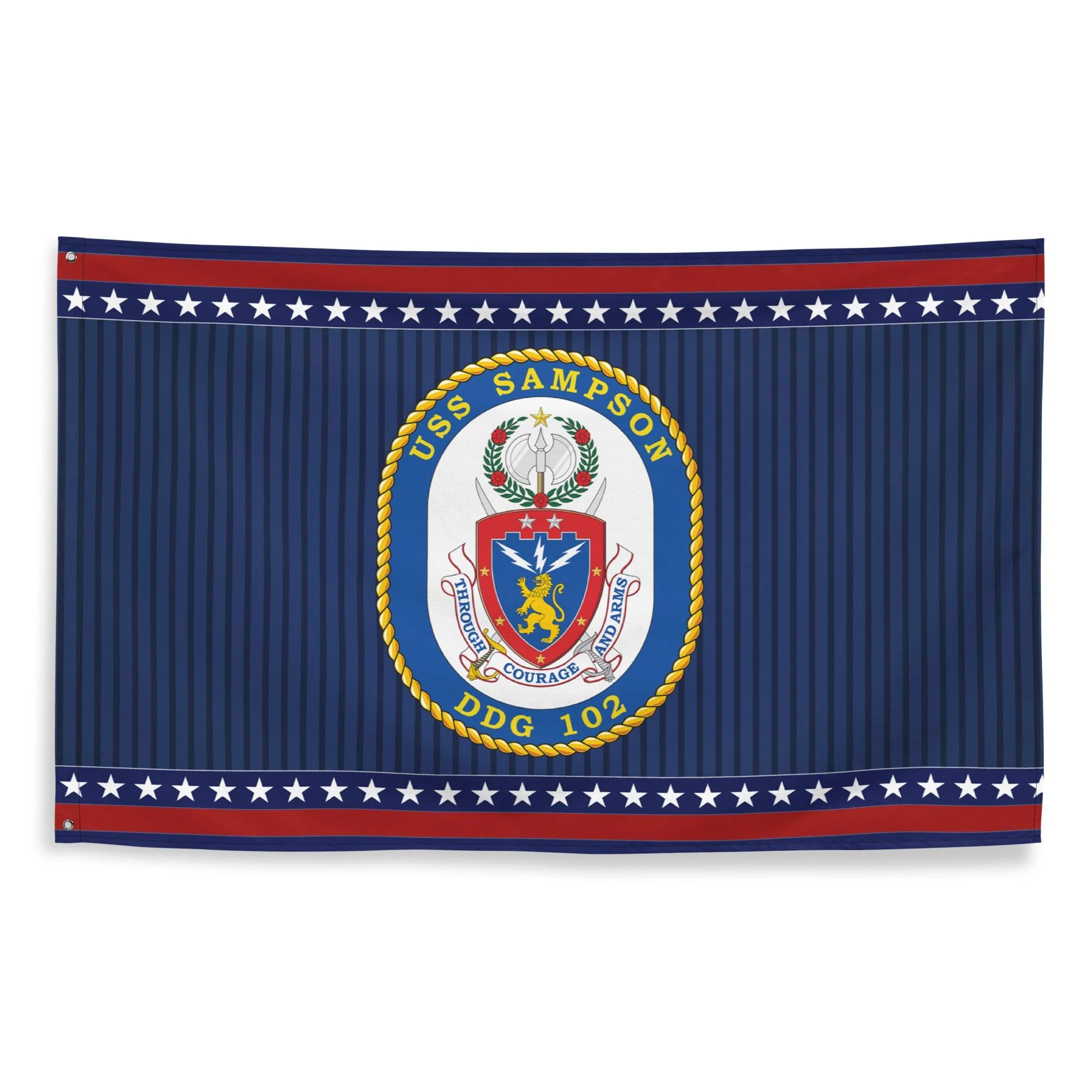 Patriotic USS Sampson (DDG-102) Ship's Crest Wall Flag - Image 4