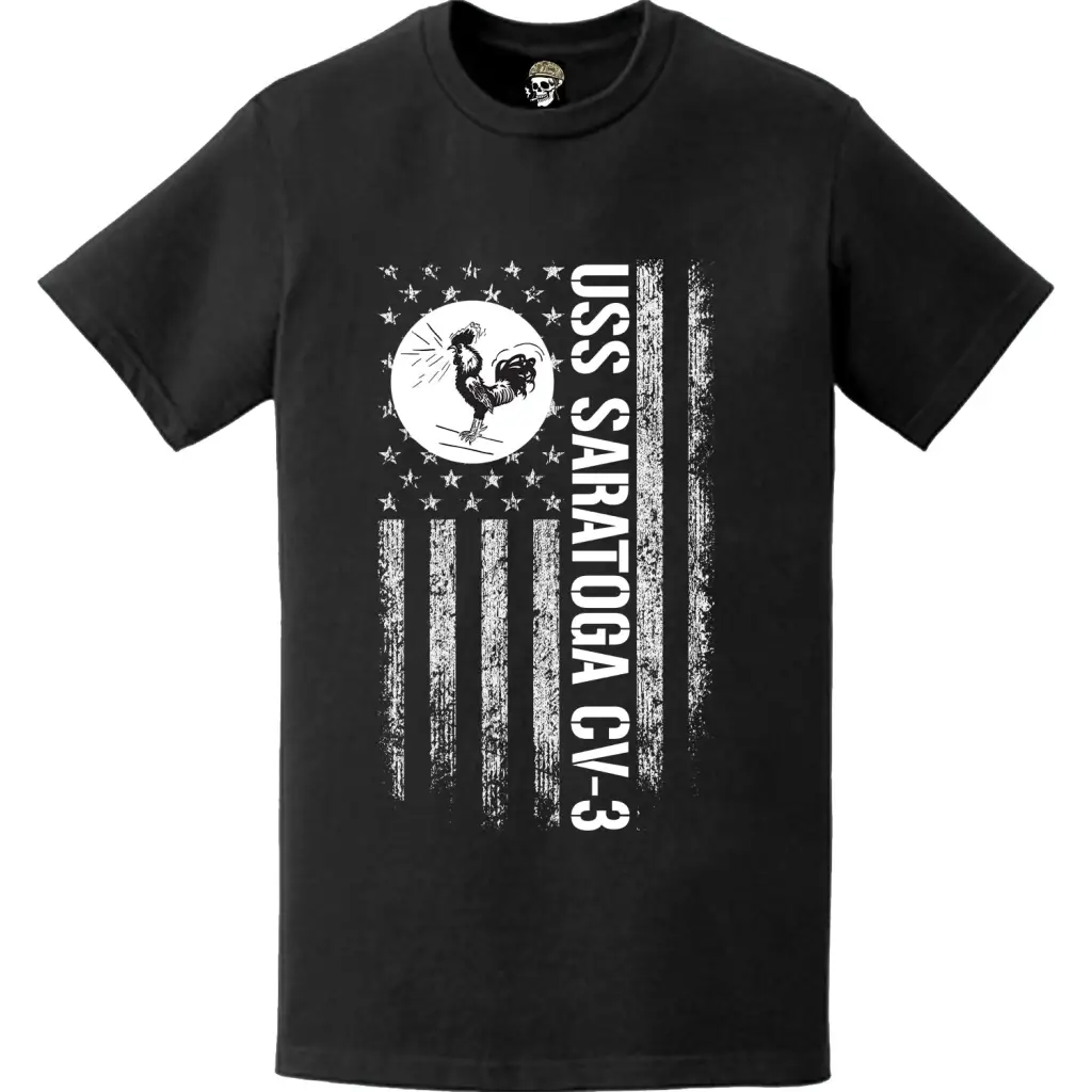 Patriotic USS Saratoga (CV-3) American Flag T-Shirt
