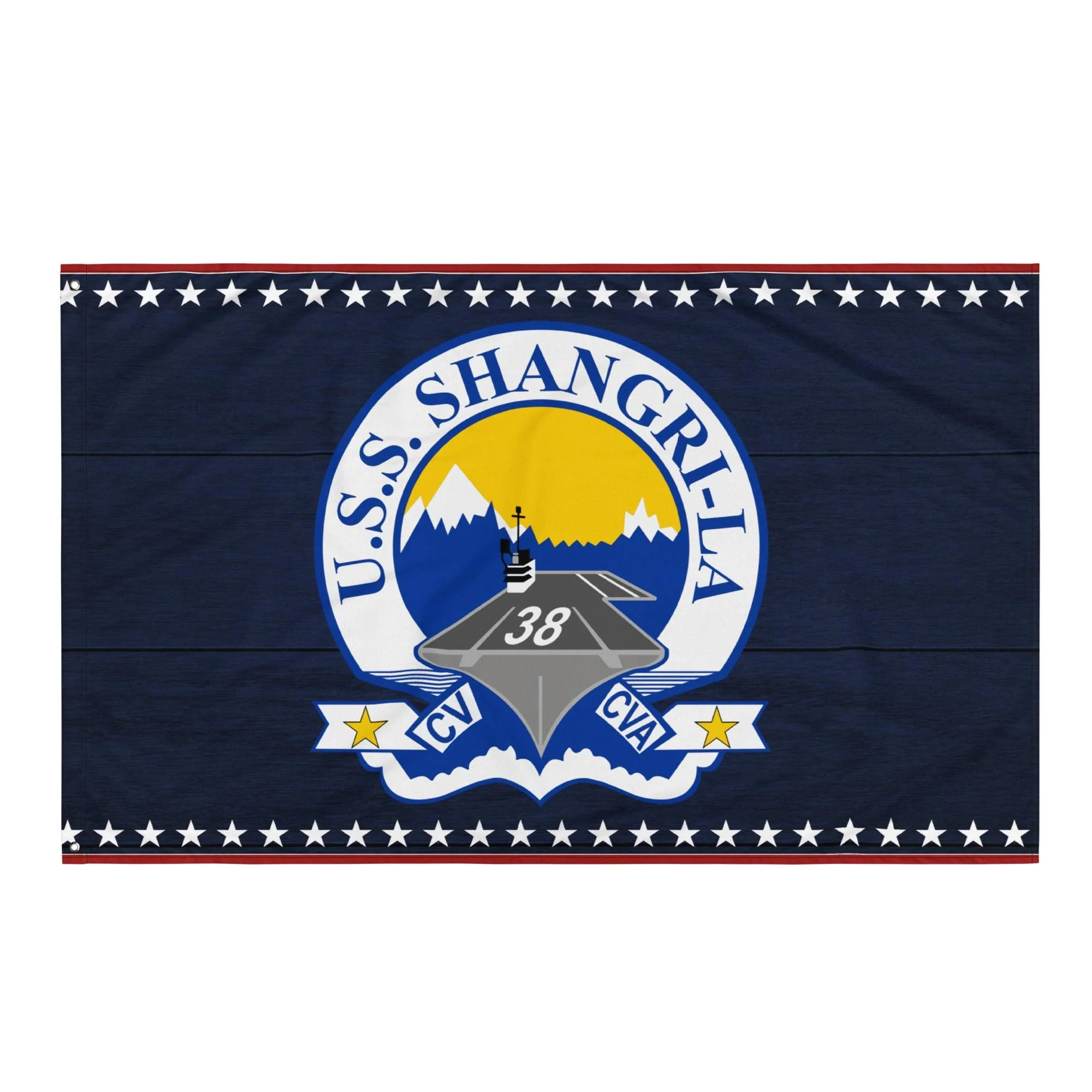 Patriotic USS Shangri-La (CV-38) Aircraft Carrier Wall Flag