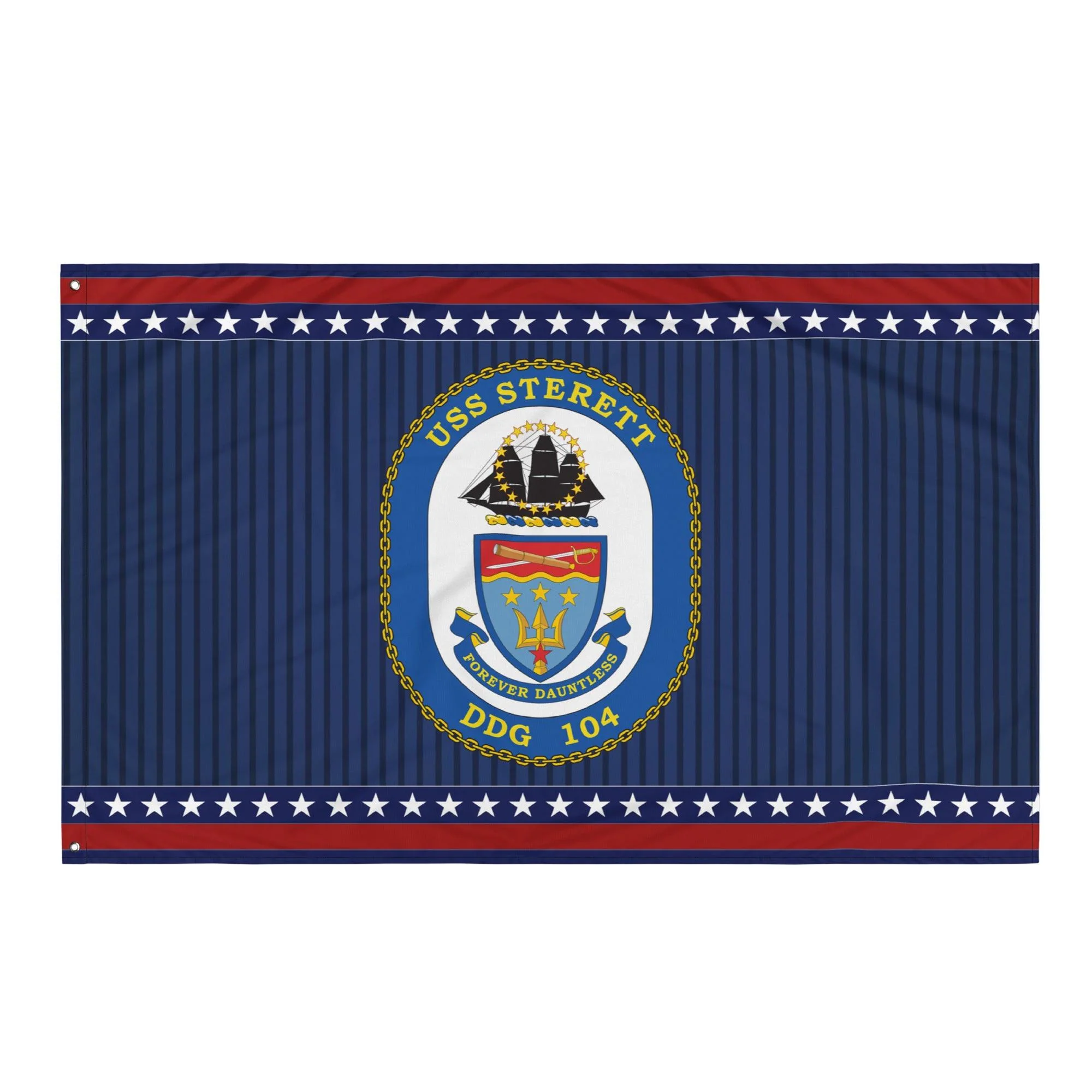 Patriotic USS Sterett (DDG-104) Ship's Crest Wall Flag