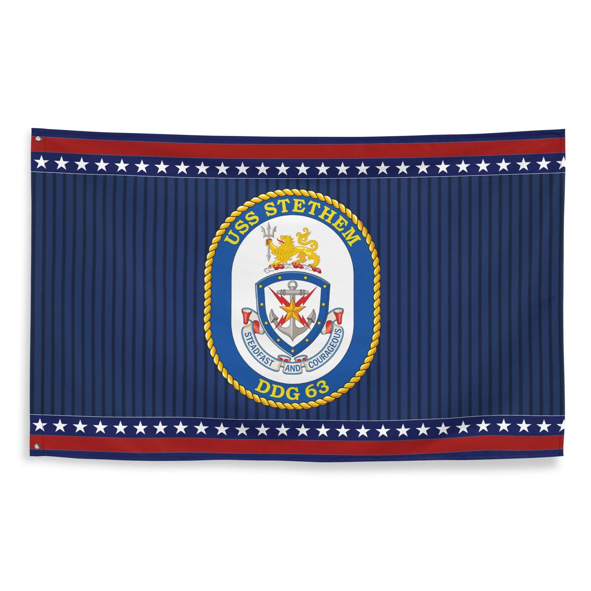 Patriotic USS Stethem (DDG-63) Ship's Crest Wall Flag - Image 4