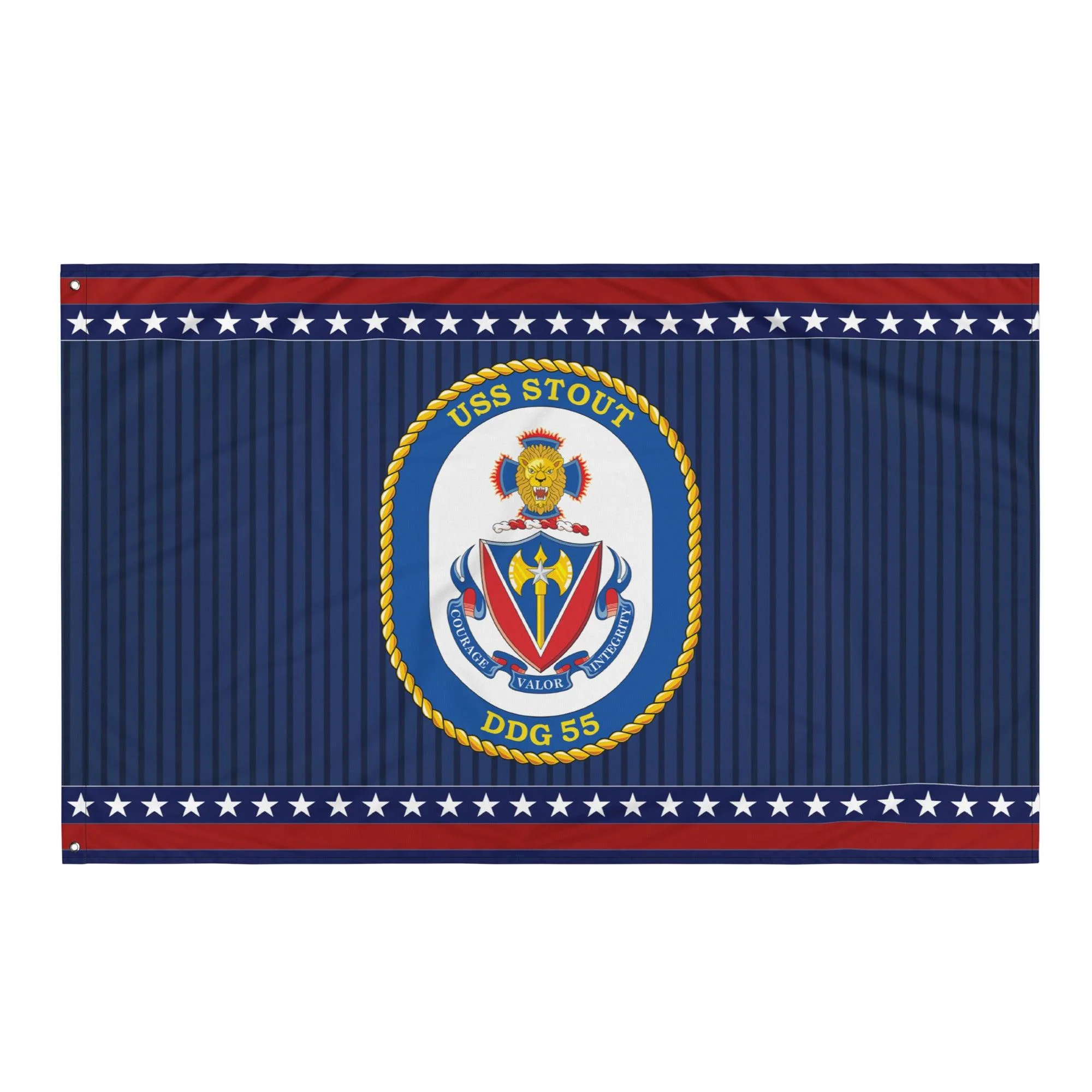 Patriotic USS Stout (DDG-55) Ship's Crest Wall Flag