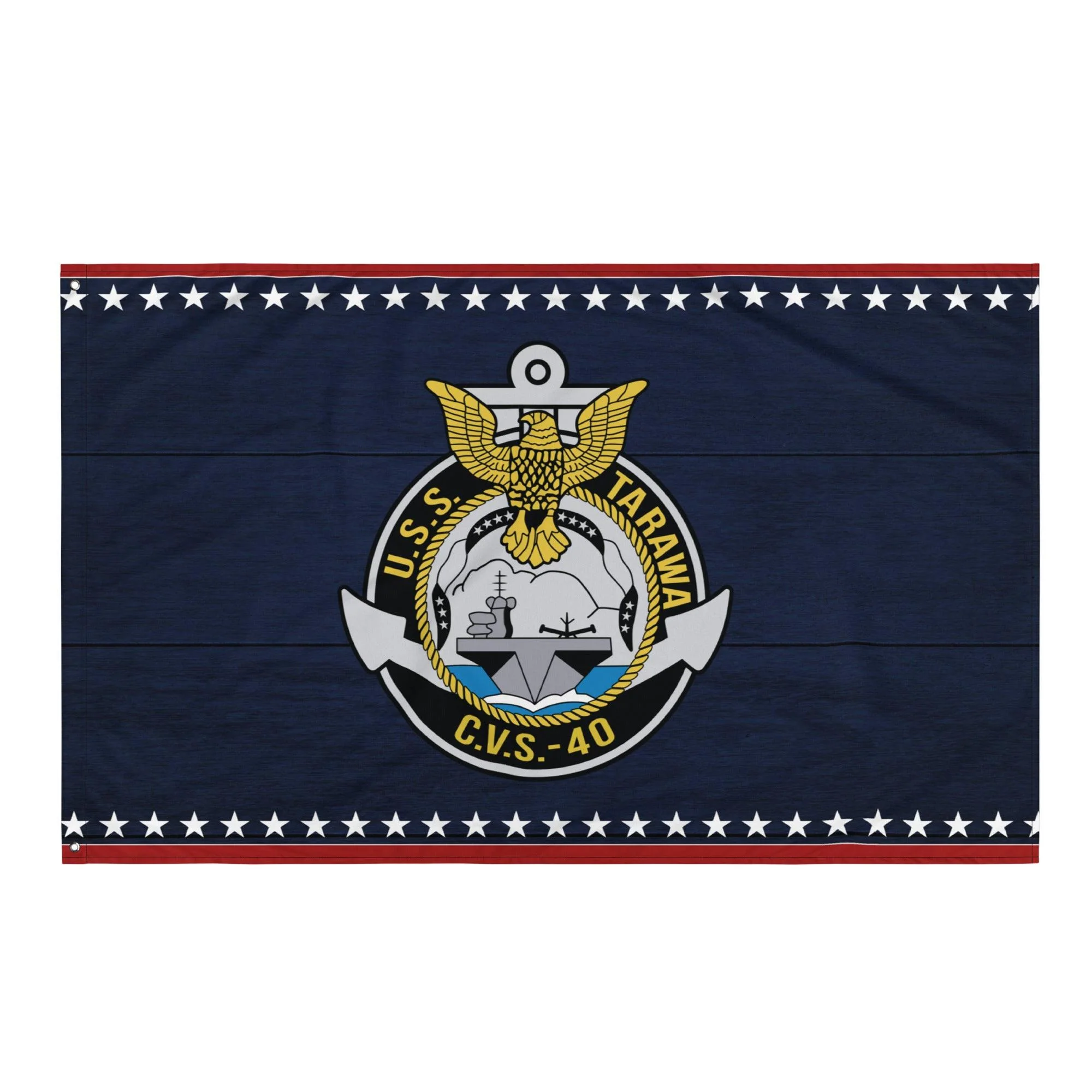 Patriotic USS Tarawa (CVS-40) Aircraft Carrier Wall Flag