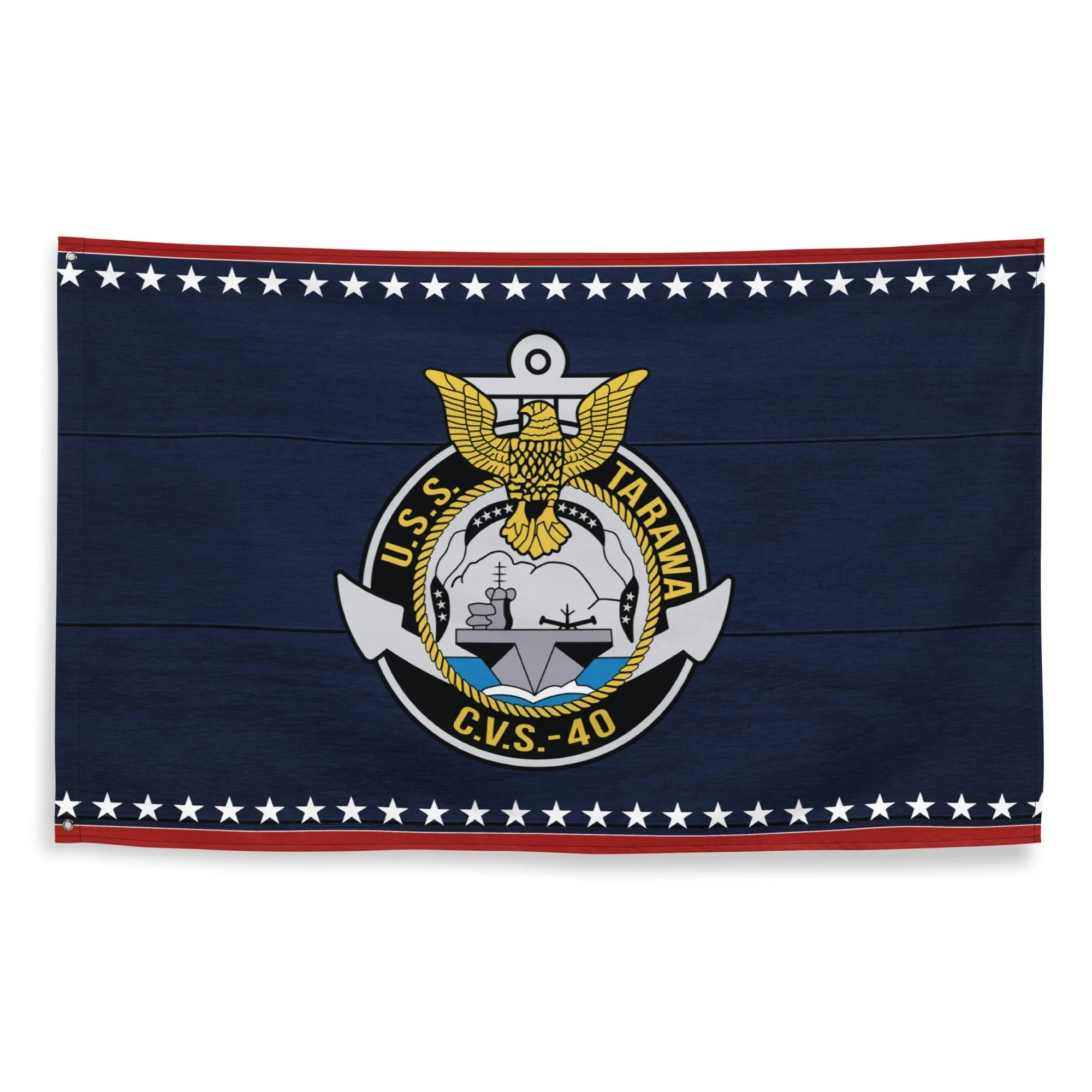 Patriotic USS Tarawa (CVS-40) Aircraft Carrier Wall Flag - Image 4