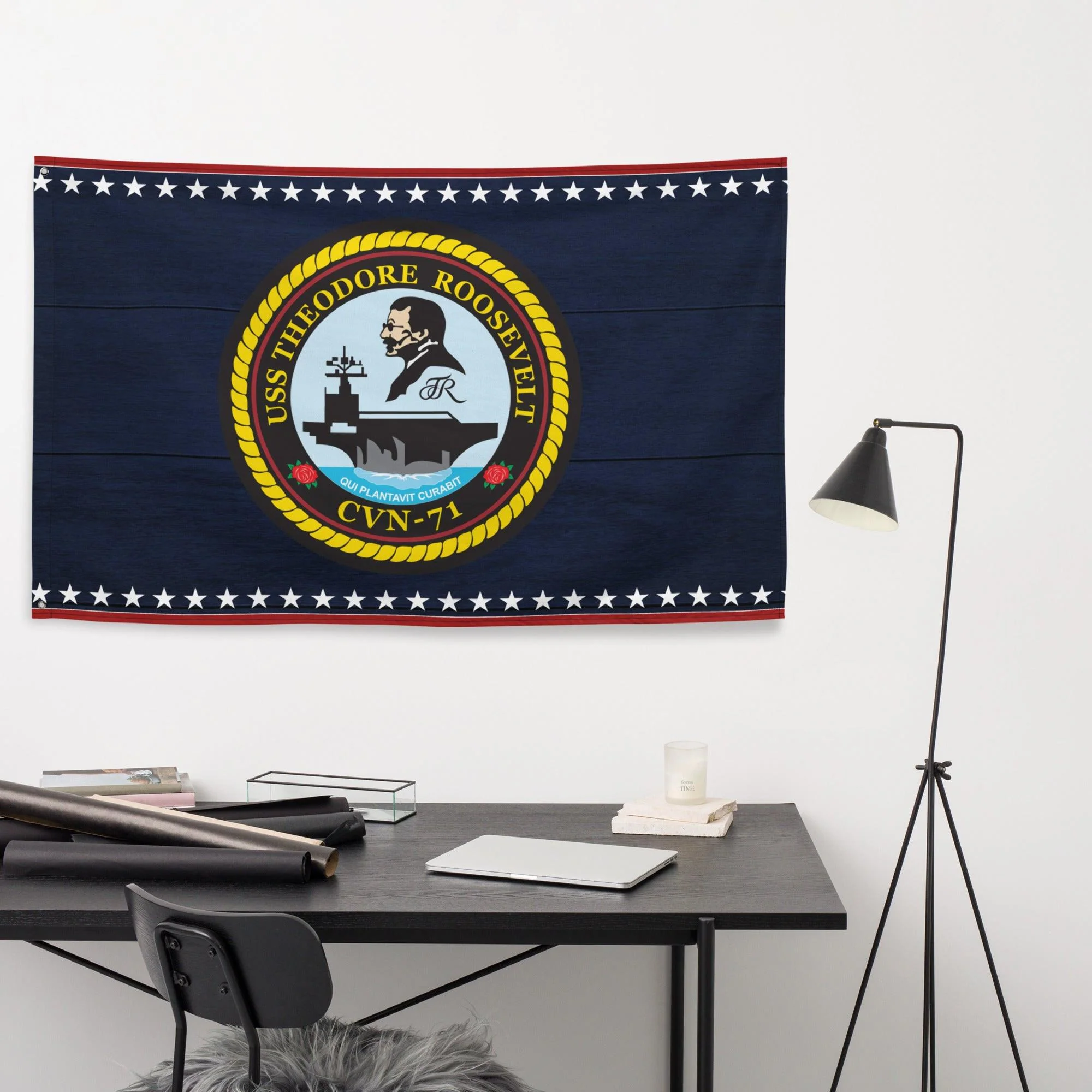 Patriotic USS Theodore Roosevelt (CVN-71) Aircraft Carrier Wall Flag - Image 3