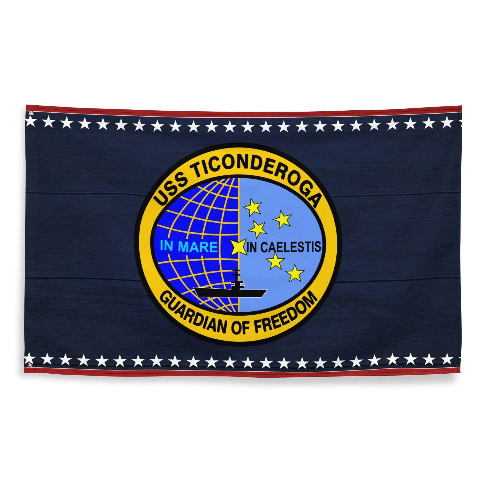Patriotic USS Ticonderoga (CV-14) Aircraft Carrier Wall Flag - Image 4
