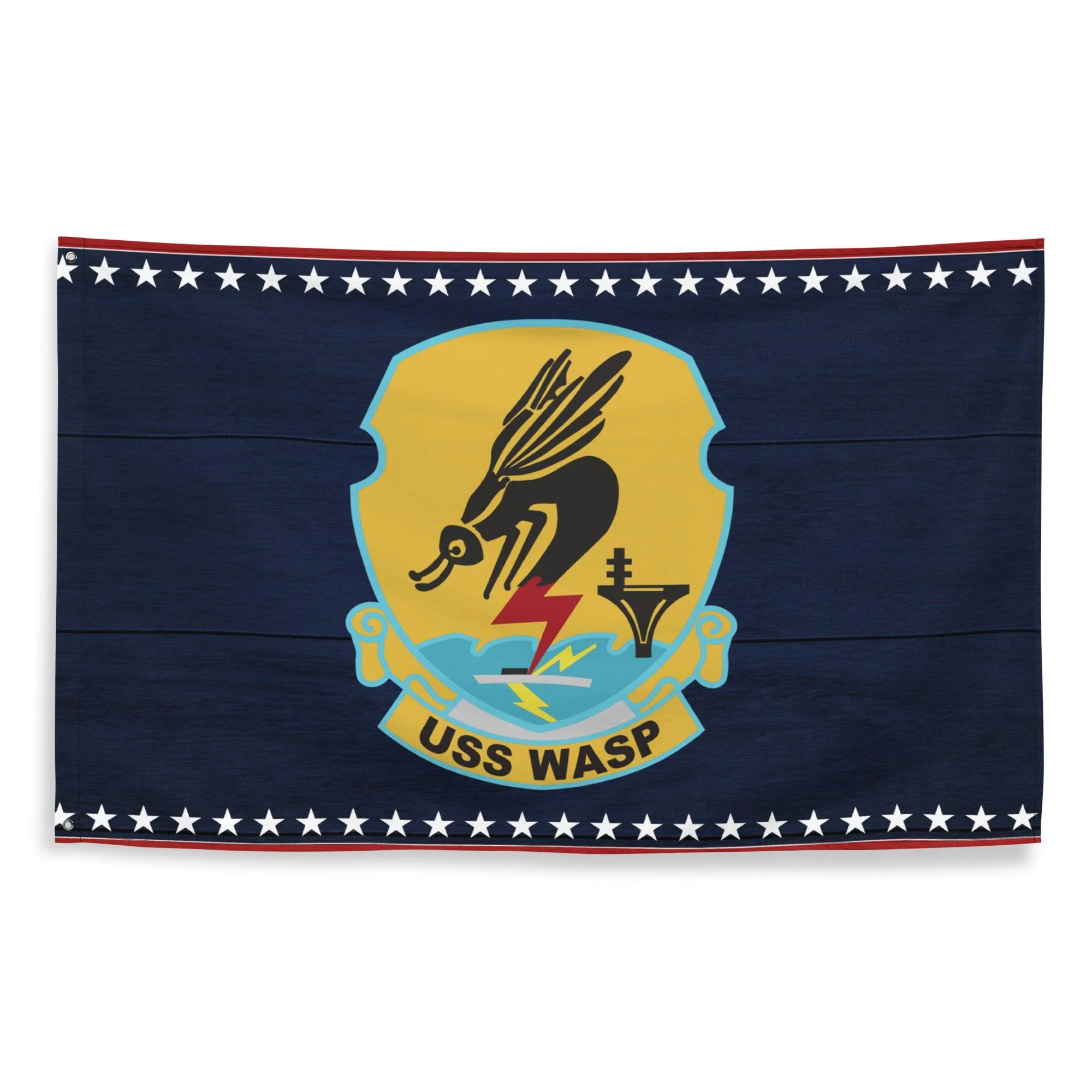 Patriotic USS Wasp (CV-18) Aircraft Carrier Wall Flag - Image 4