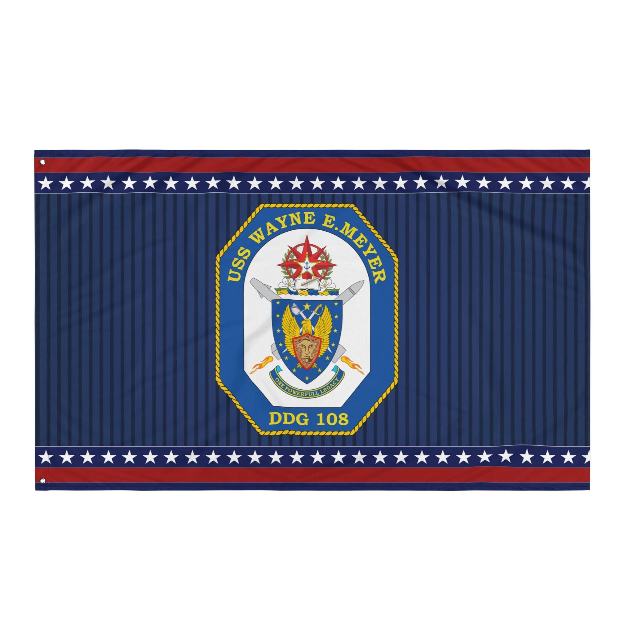 Patriotic USS Wayne E. Meyer (DDG-108) Ship's Crest Wall Flag