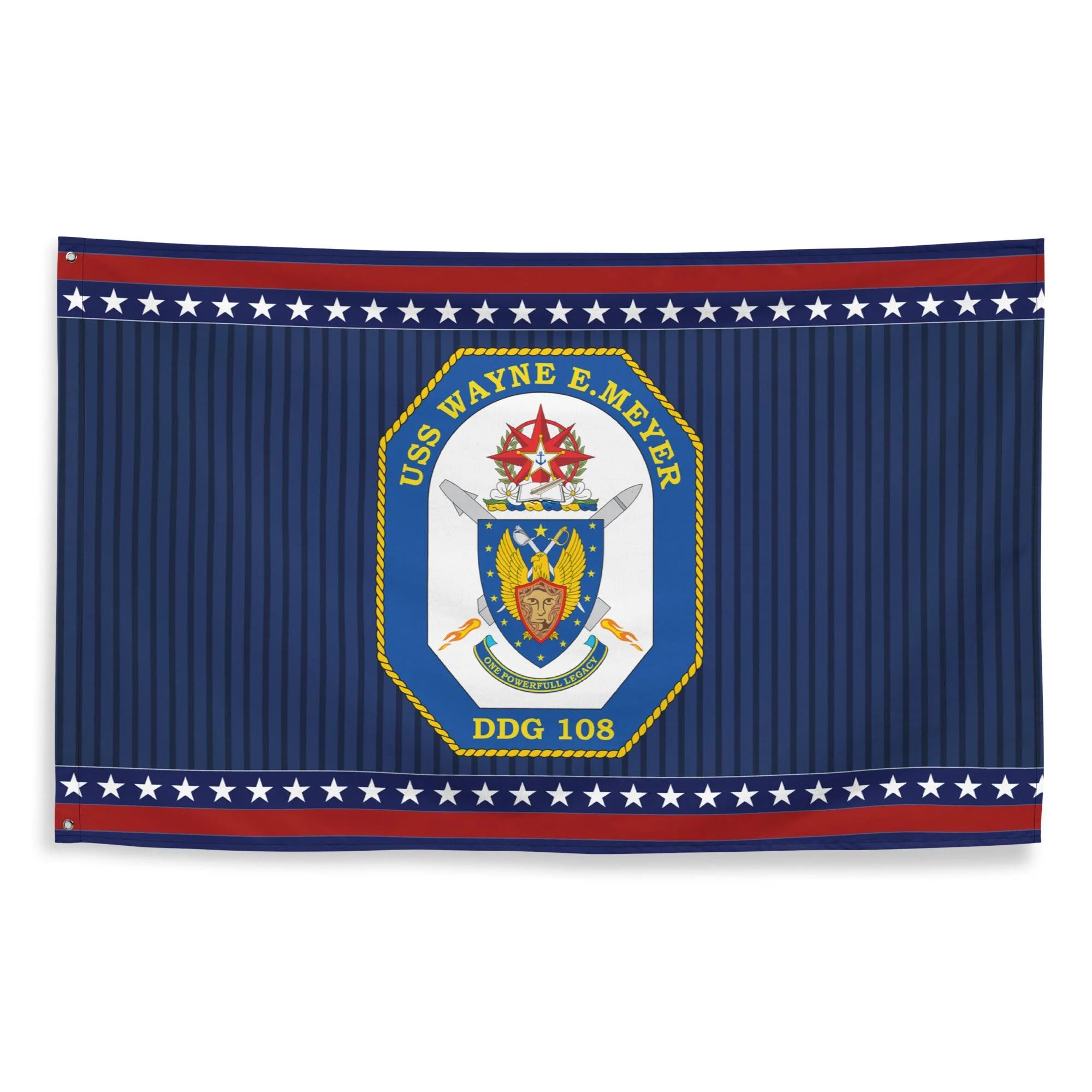 Patriotic USS Wayne E. Meyer (DDG-108) Ship's Crest Wall Flag - Image 4