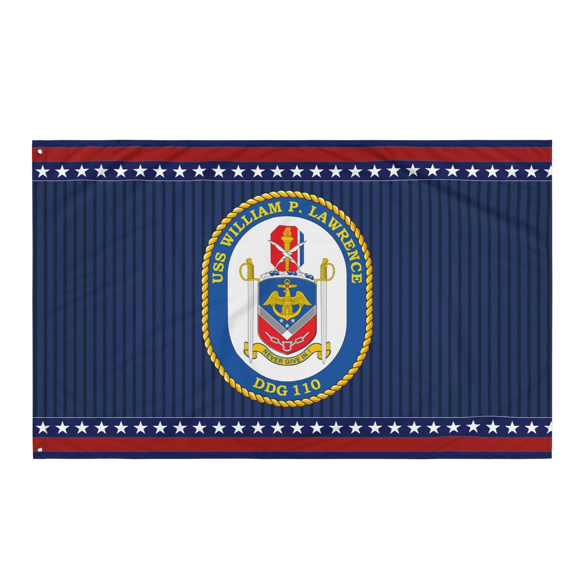 Patriotic USS William P. Lawrence (DDG-110) Ship's Crest Wall Flag