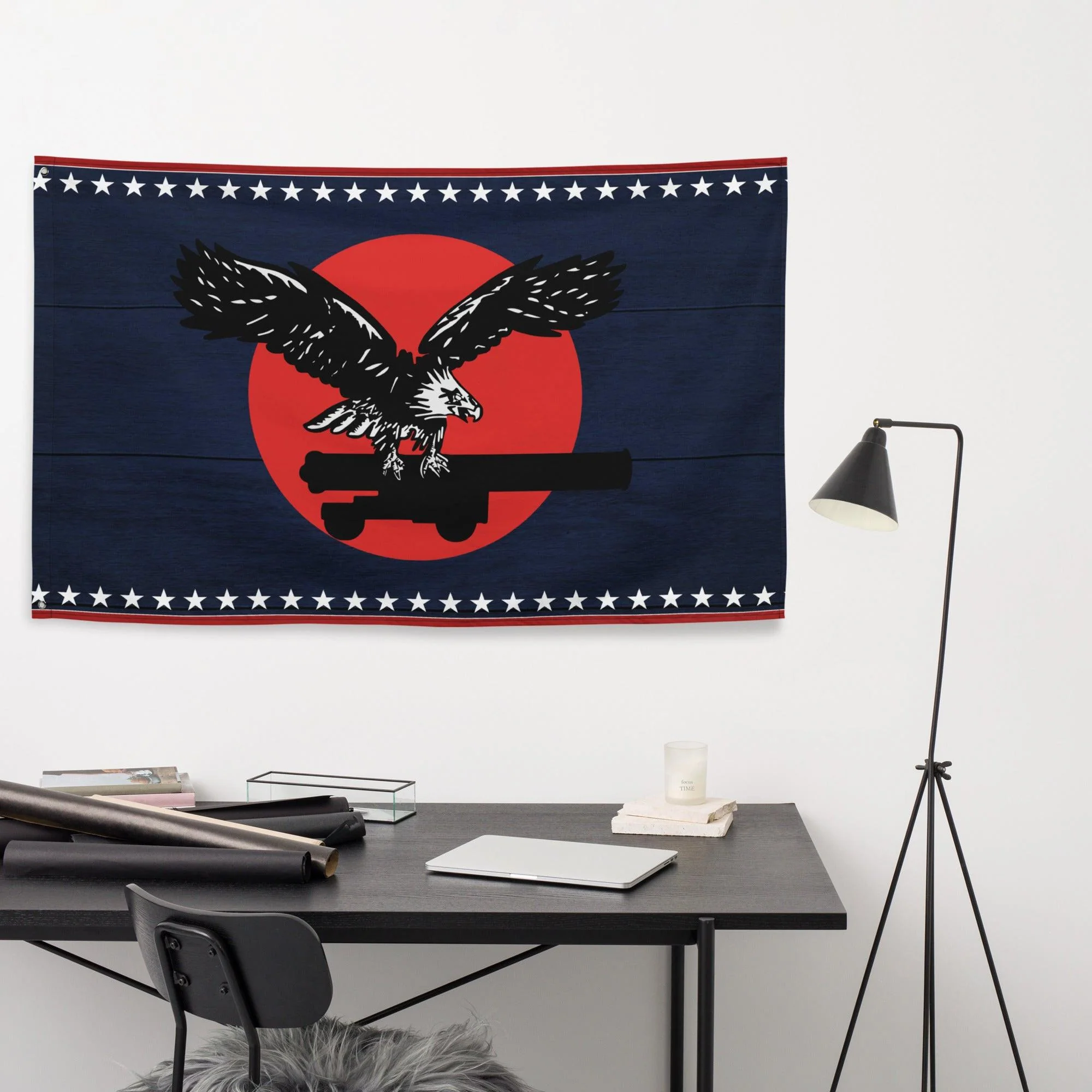 Patriotic USS Yorktown (CV-5) Aircraft Carrier Wall Flag - Image 3