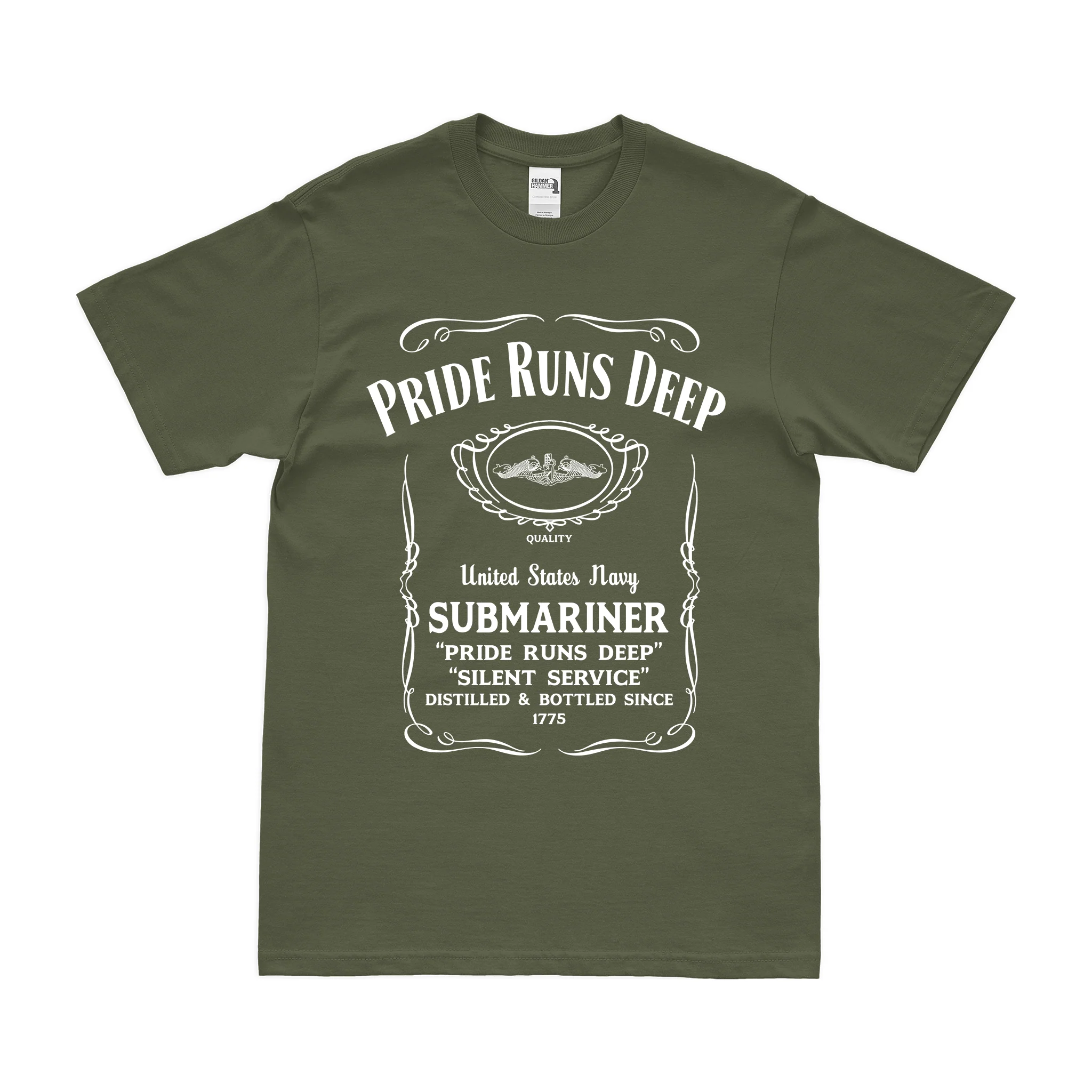 Pride Runs Deep Navy Submariner Whiskey Label T-Shirt - Image 2