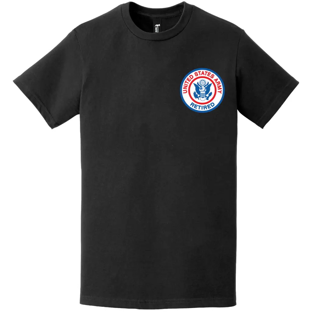 Retired U.S. Army Left Chest Logo Emblem Seal T-Shirt