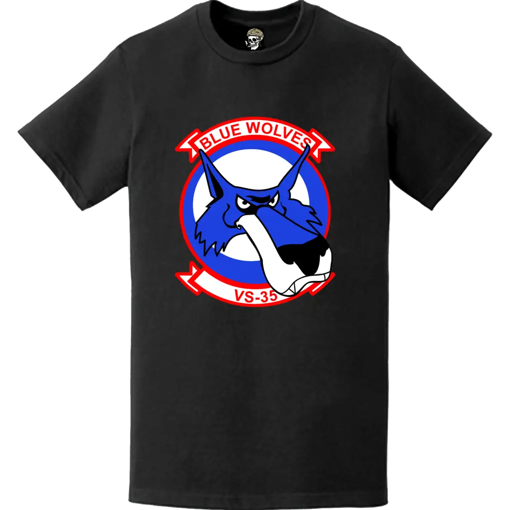 Sea Control Squadron 35 (VS-35) 'Blue Wolves' Patch Logo Decal Emblem T-Shirt