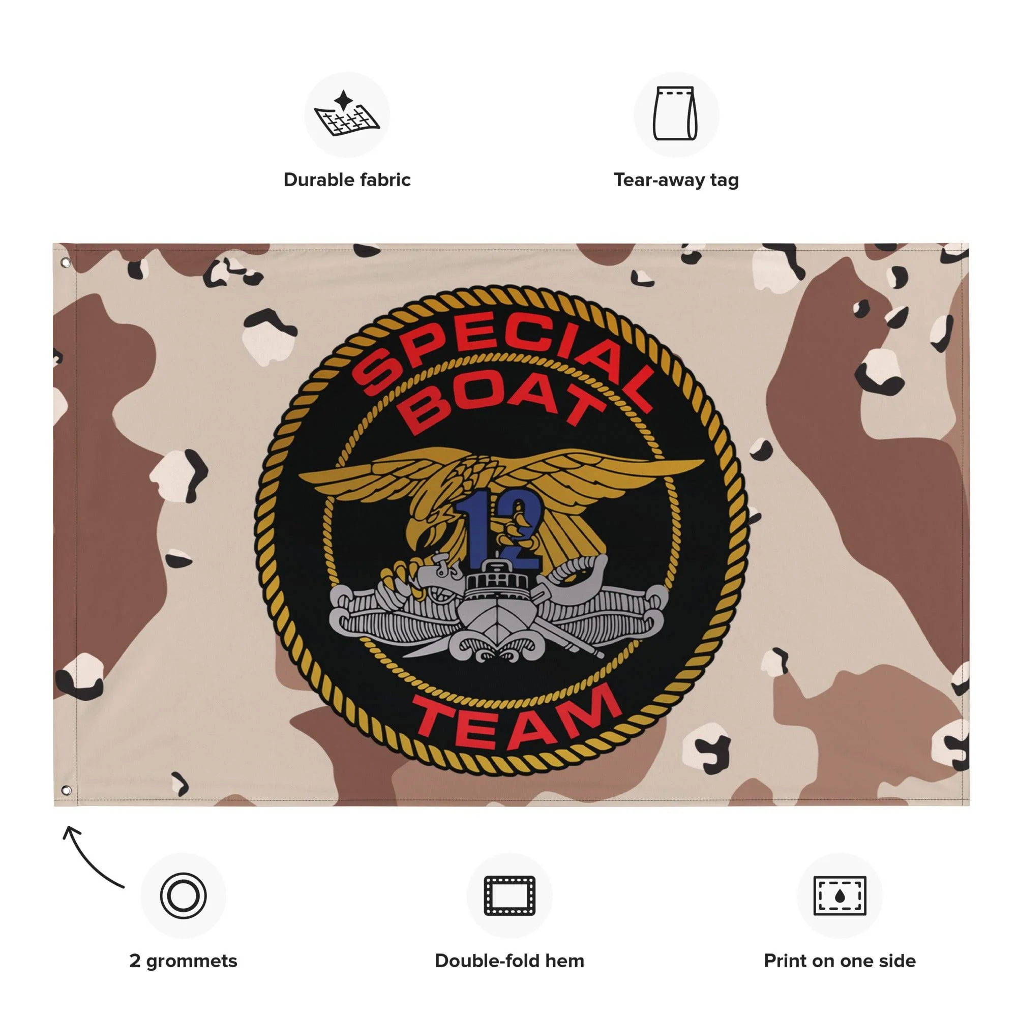 Special Boat Team 12 (SBT-12) SWCC Chocolate-Chip Camo Flag - Image 2
