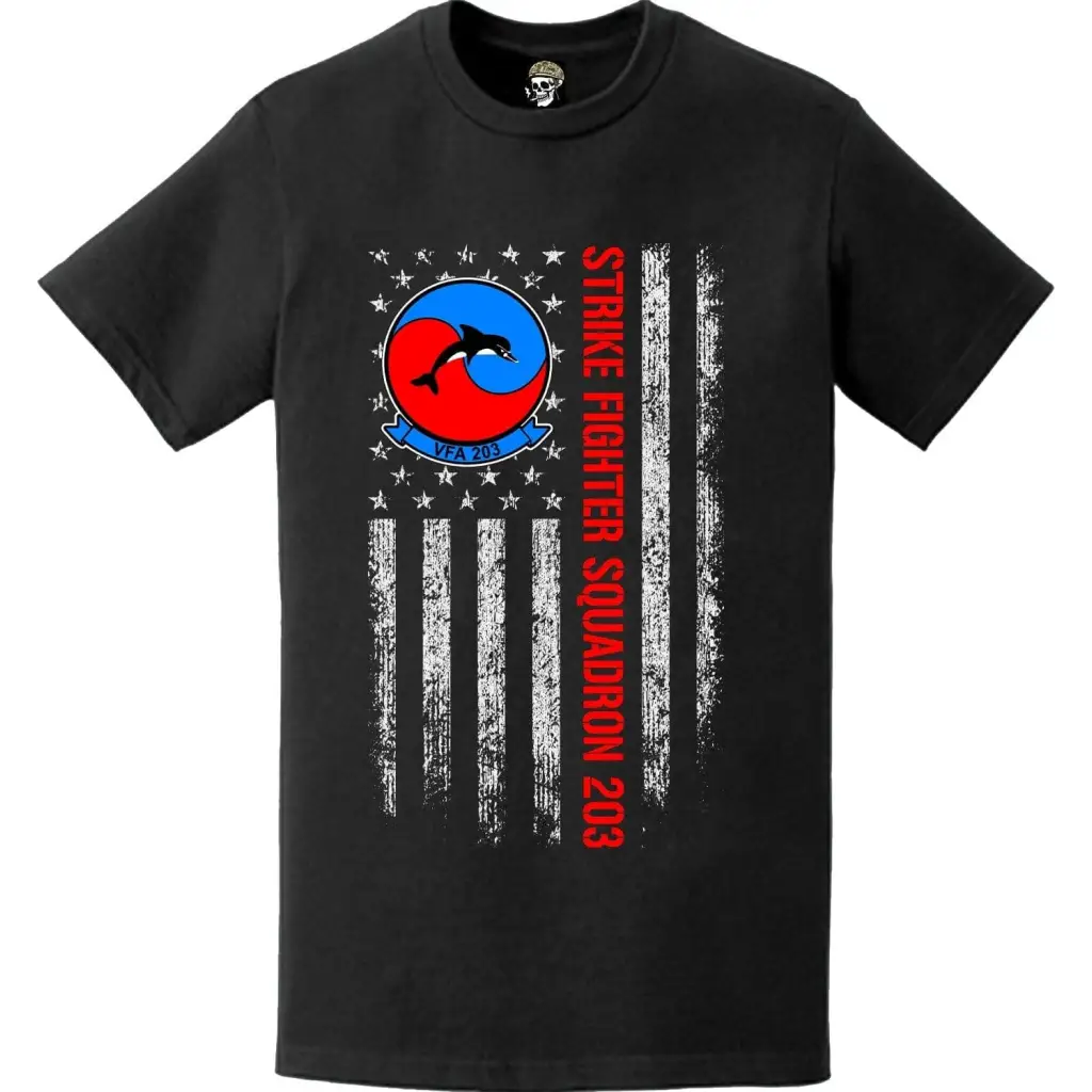 Strike Fighter Squadron 203 (VFA-203) American Flag T-Shirt