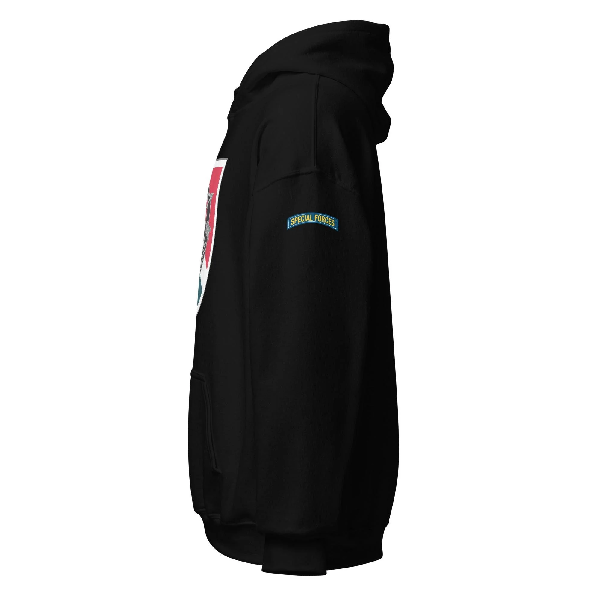 U.S. Army 11th Special Forces Group (11th SFG) Beret Flash Unisex Hoodie - Image 4