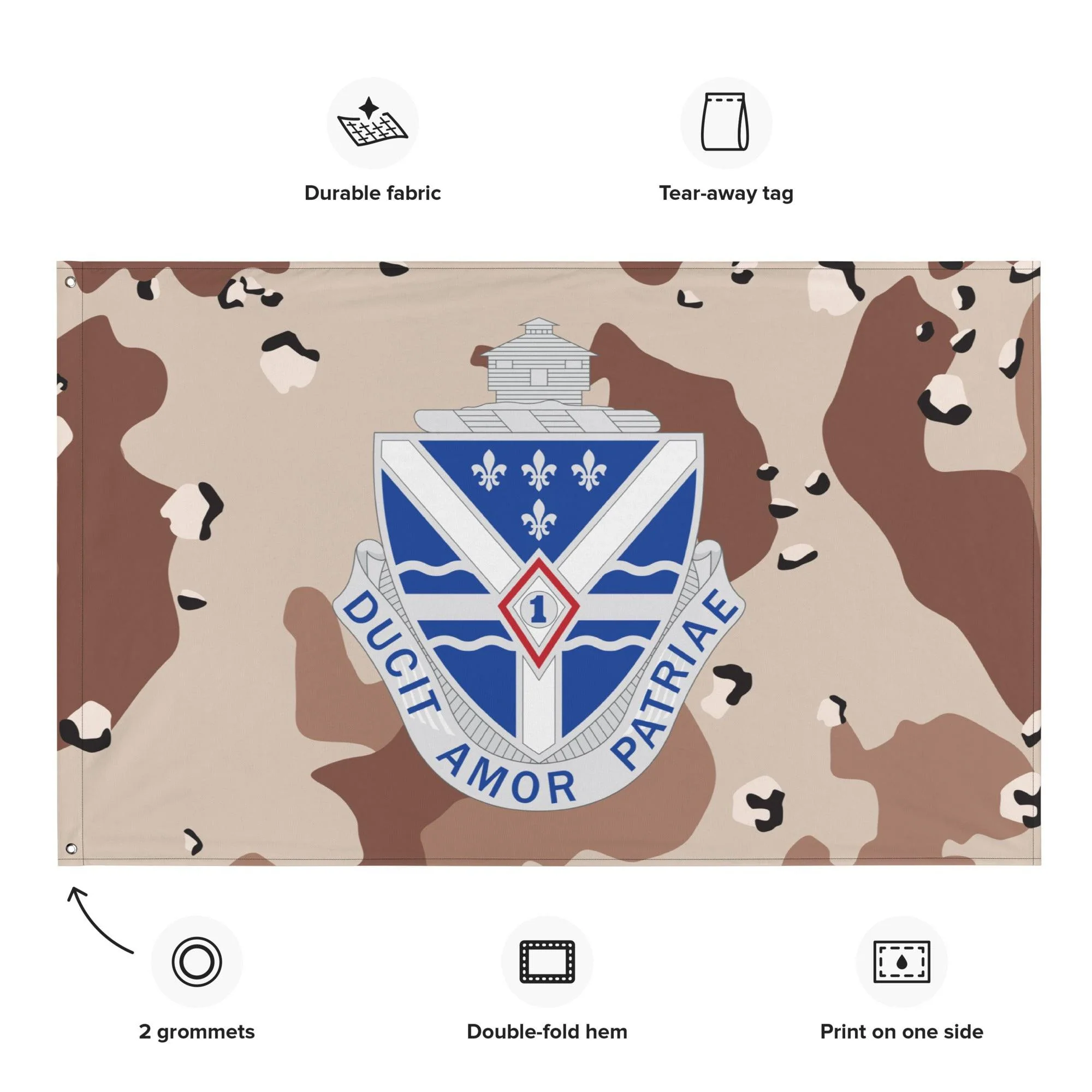 U.S. Army 131st Infantry Regiment Chocolate-Chip Camo Flag - Image 2