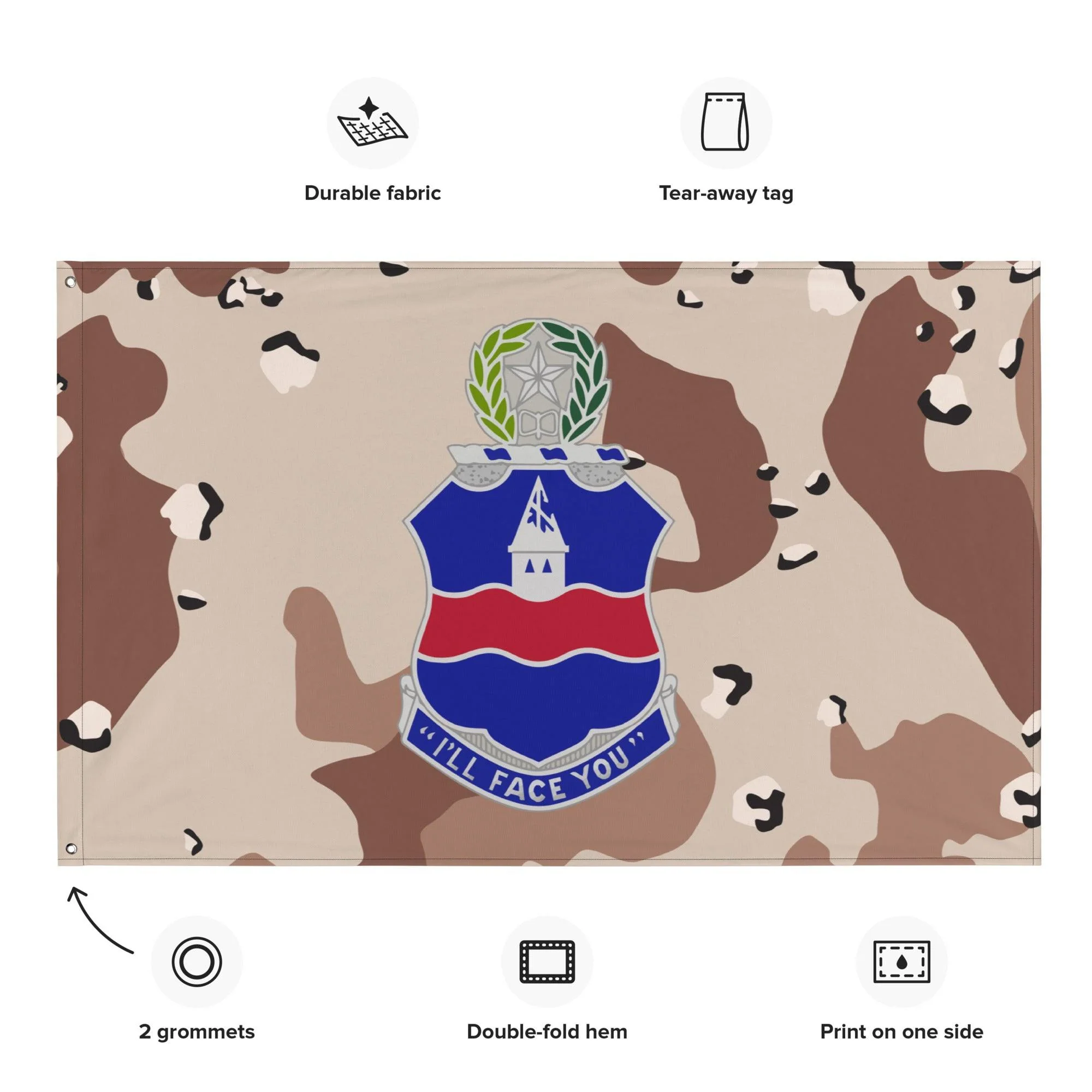 U.S. Army 142nd Infantry Regiment Chocolate-Chip Camo Flag - Image 2