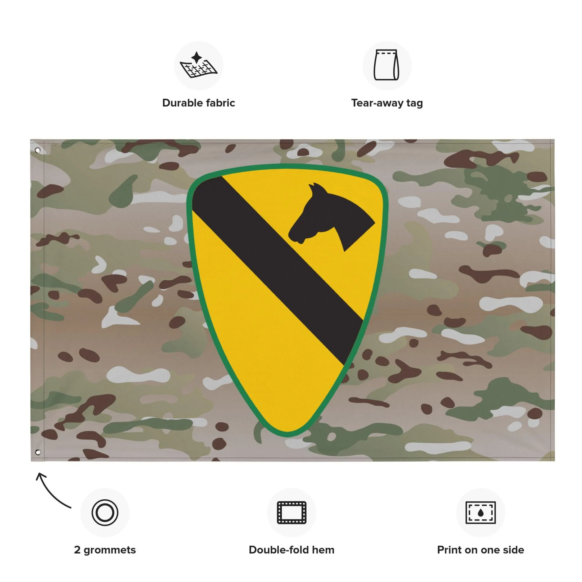 U.S. Army 1st Cavalry Division Multicam Camo Flag - Image 2
