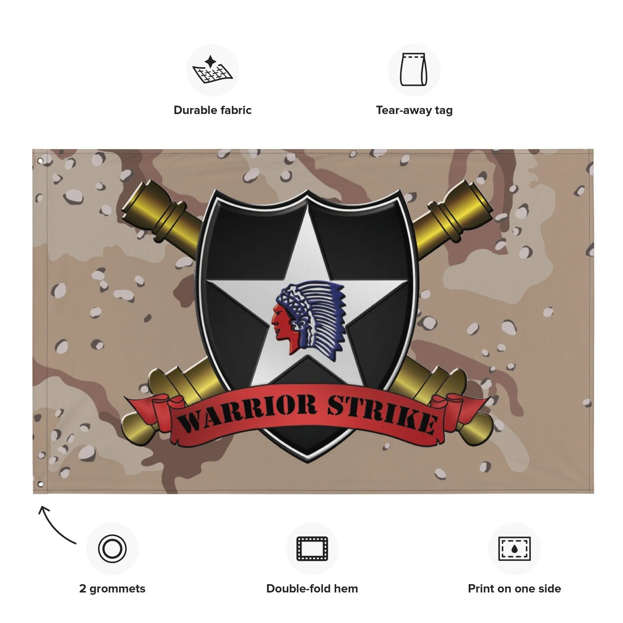 U.S. Army 2d ID DIVARTY "Warrior Strike" Chocolate-Chip Camo Flag - Image 2