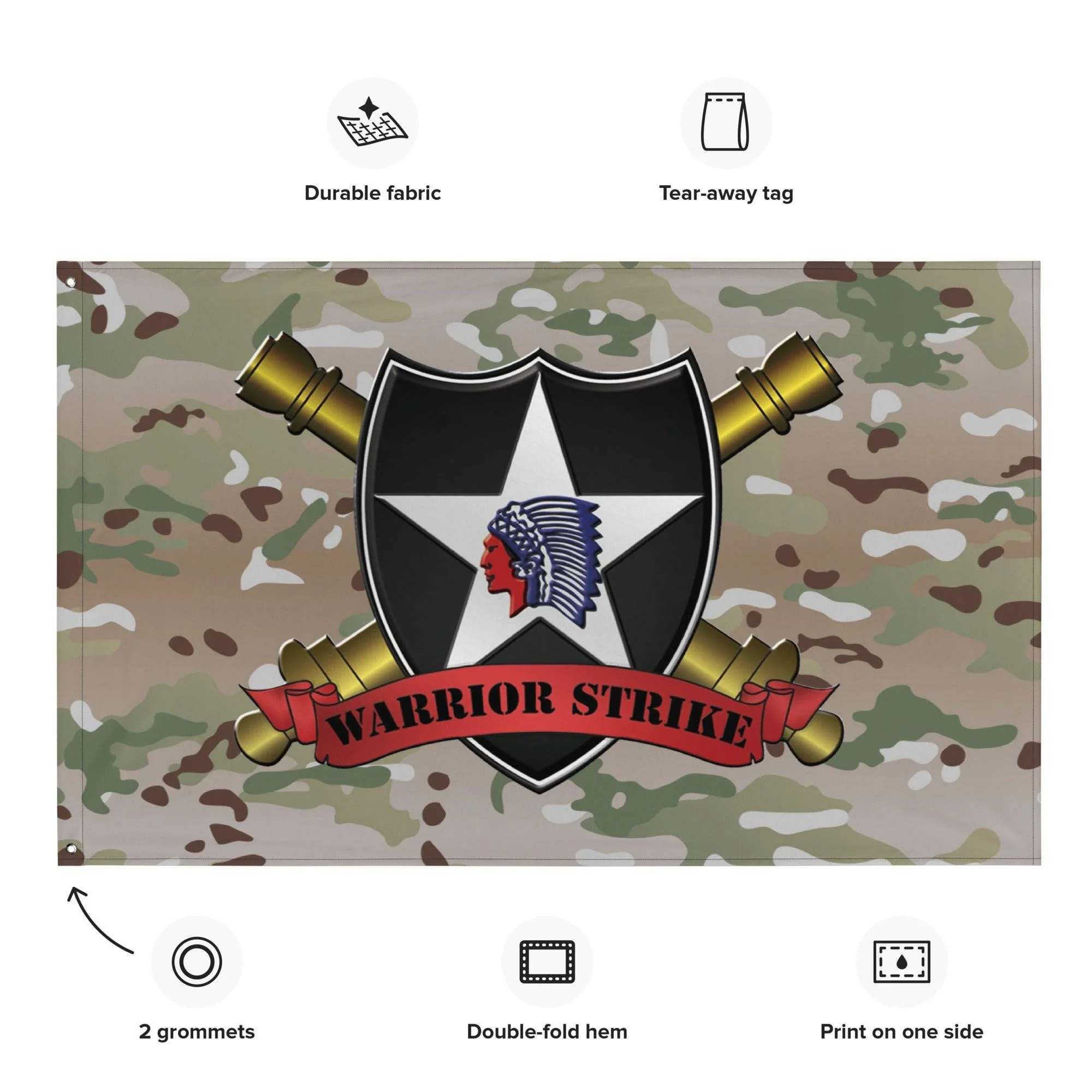 U.S. Army 2d ID DIVARTY "Warrior Strike" OCP Multicam Camo Flag - Image 2