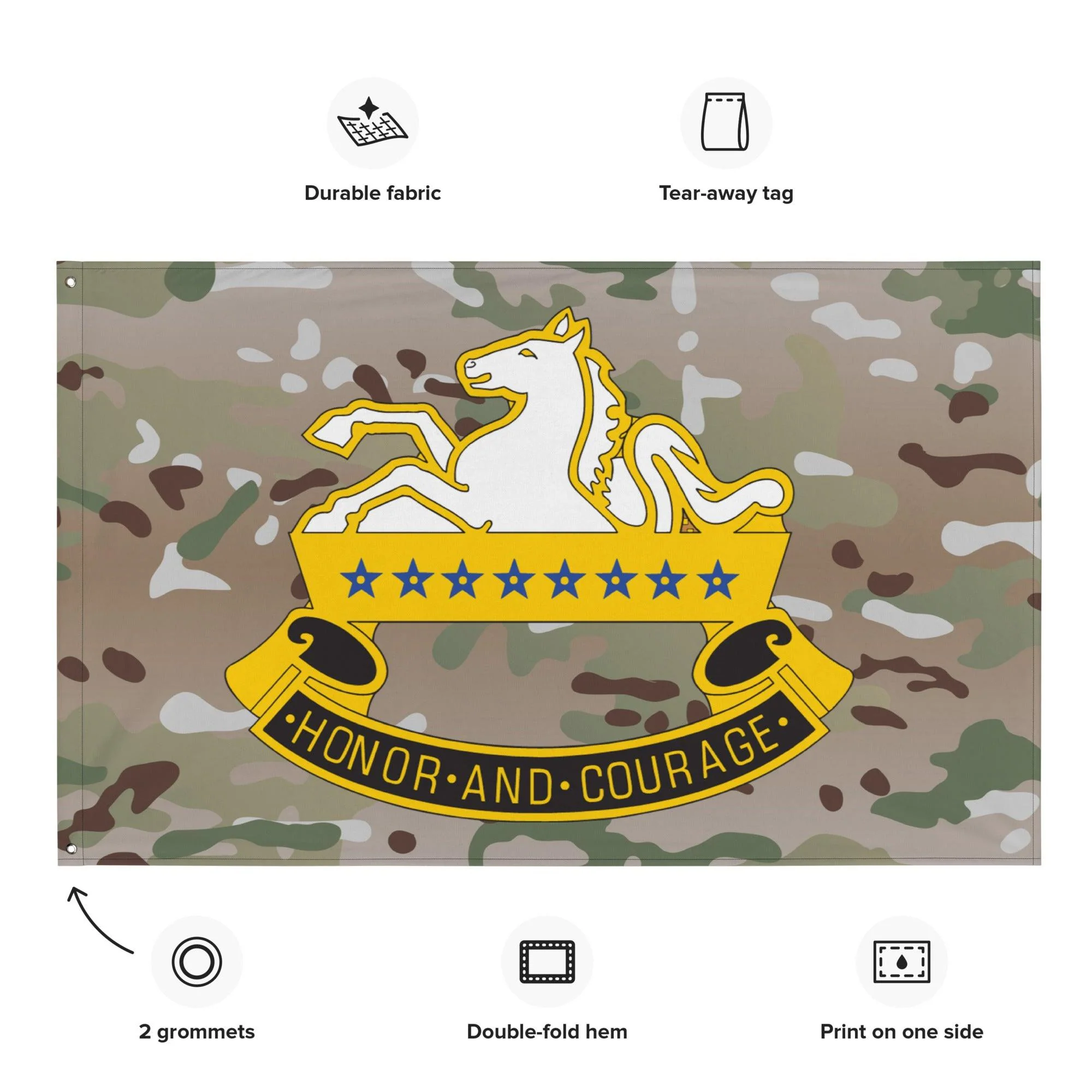 U.S. Army 8th Cavalry Regiment Multicam Flag - Image 2