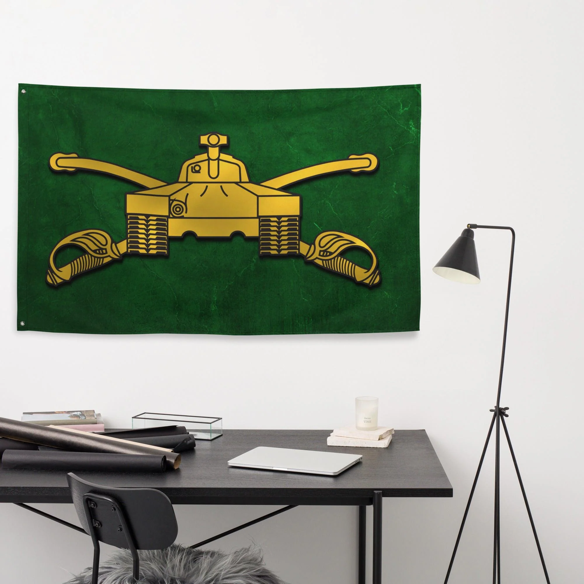 U.S. Army Armor Branch Emblem Green Flag - Image 2