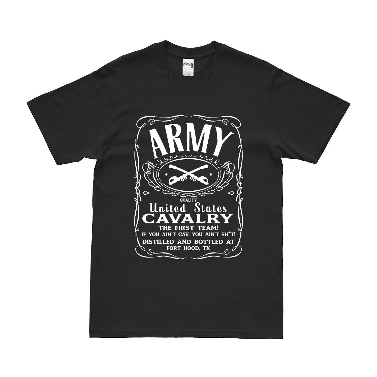 U.S. Army Cavalry Branch Whiskey Label Logo T-Shirt