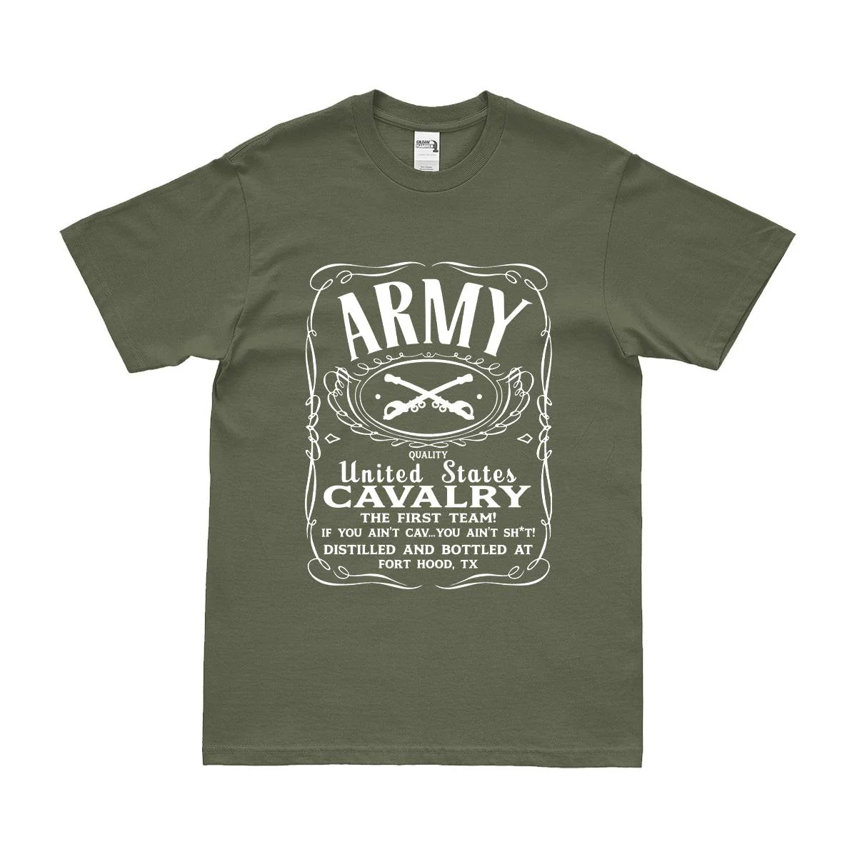 U.S. Army Cavalry Branch Whiskey Label Logo T-Shirt - Image 2