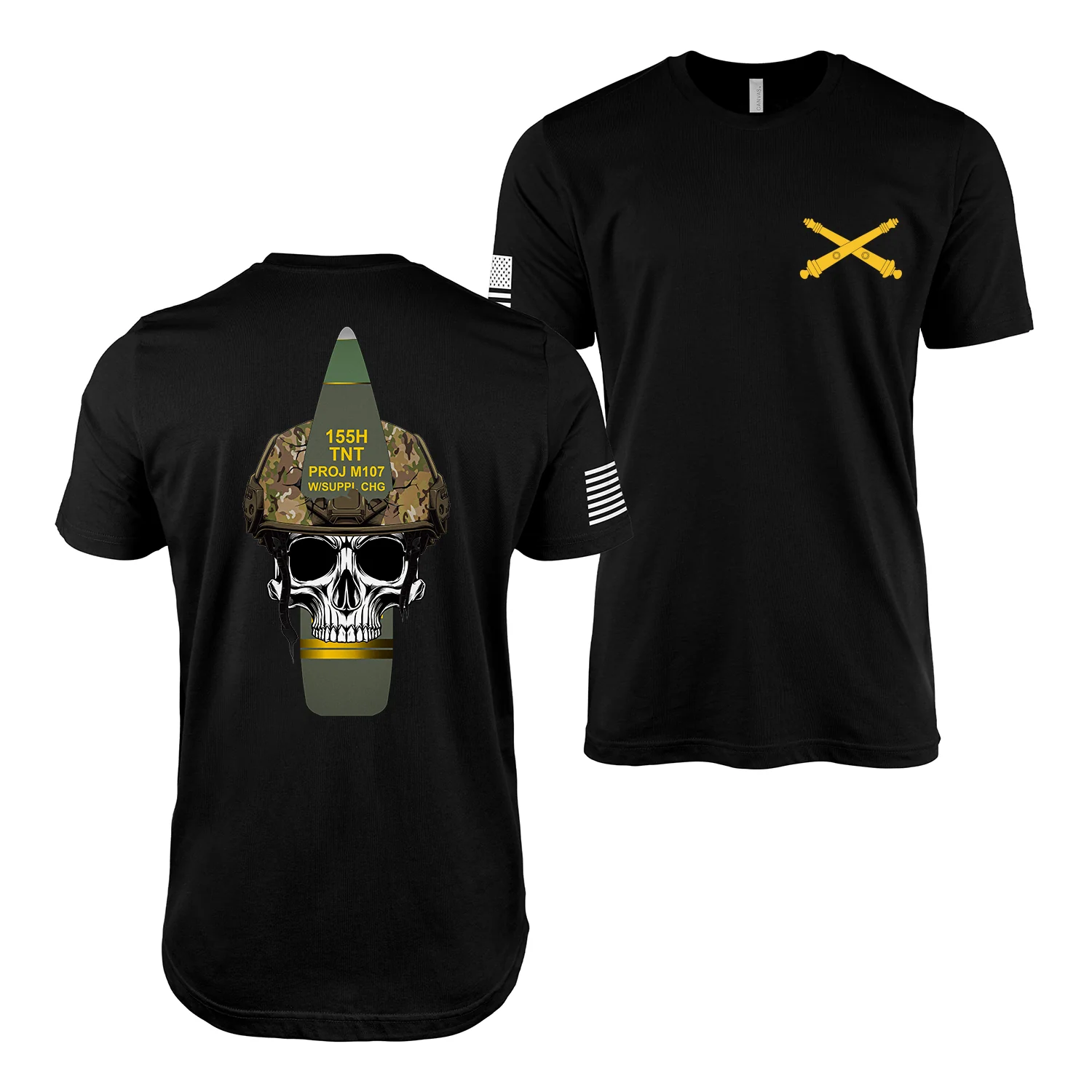 U.S. Army Field Artillery 155mm Skull T-Shirt - Image 2