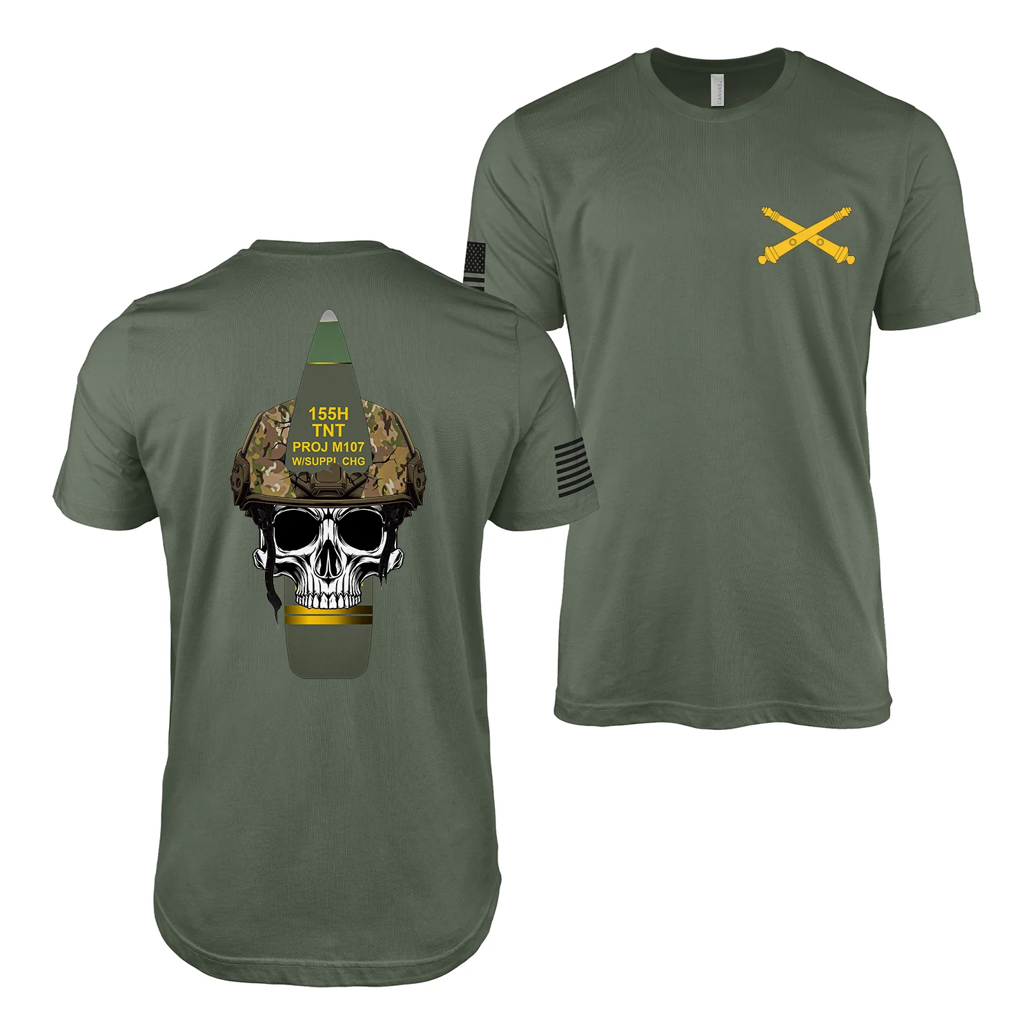 U.S. Army Field Artillery 155mm Skull T-Shirt - Image 3