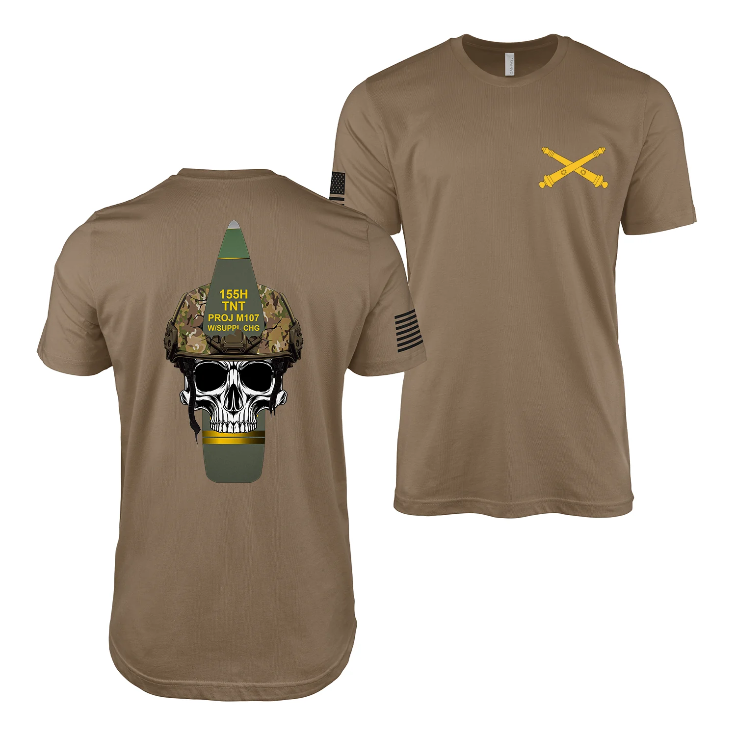 U.S. Army Field Artillery 155mm Skull T-Shirt - Image 4