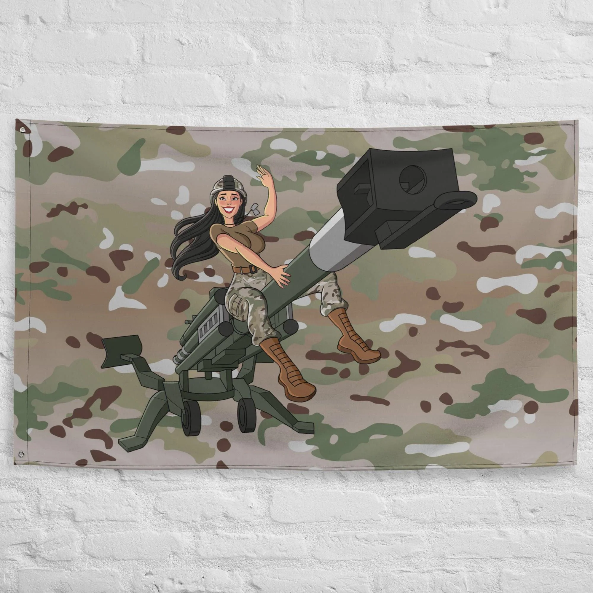 U.S. Army Field Artillery Howitzer Pin-Up Girl OCP Flag - Image 3